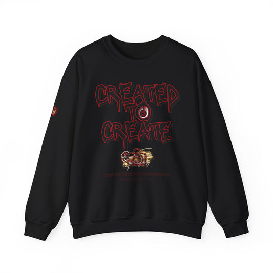 Black sweatshirt with red and white text and graphics on a white background