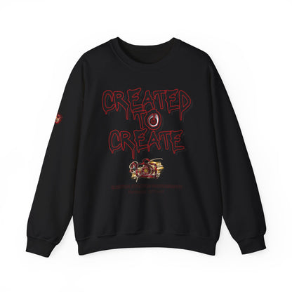 Black sweatshirt with red and white text and graphics on a white background