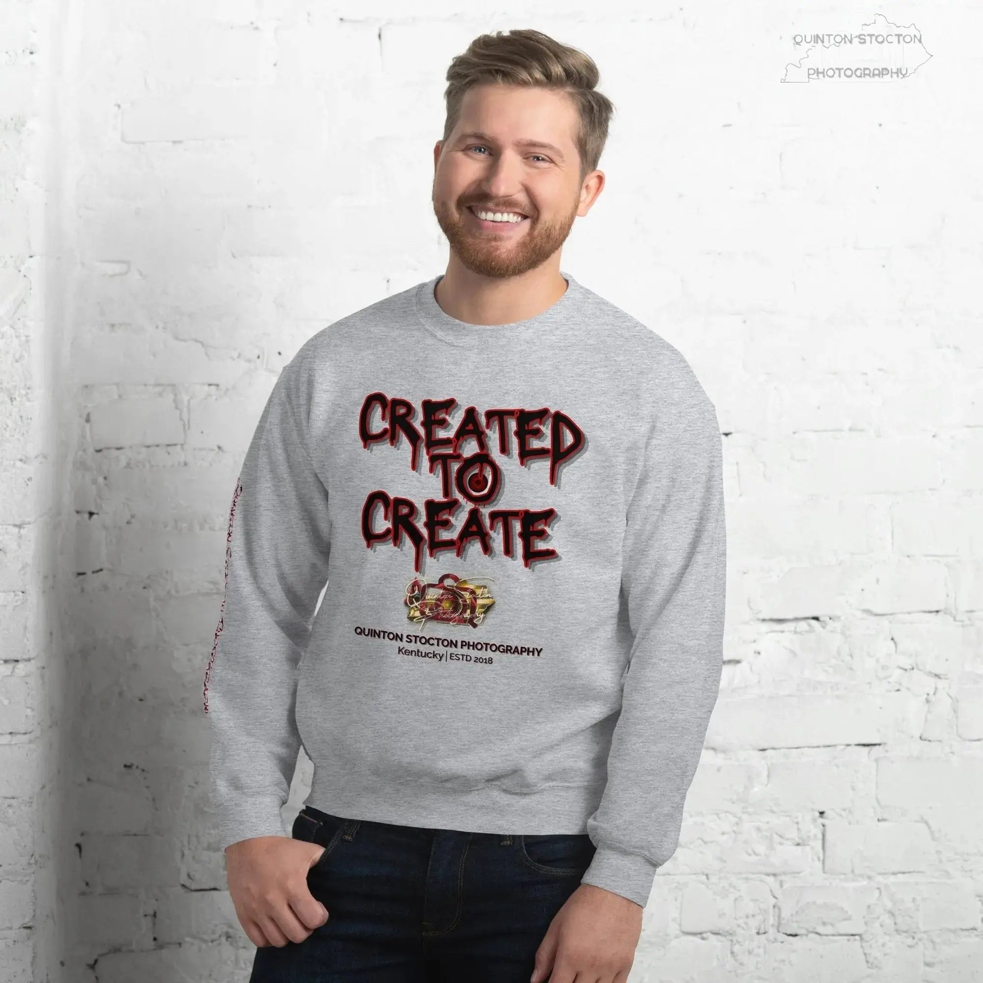 Artistic Graphic Design - Created to Create - Crewneck Sweatshirt - Unisex Heavy Blend - Quinton  Stocton Photography Quinton Stocton Photography Sweatshirt  Quinton Stocton Photography