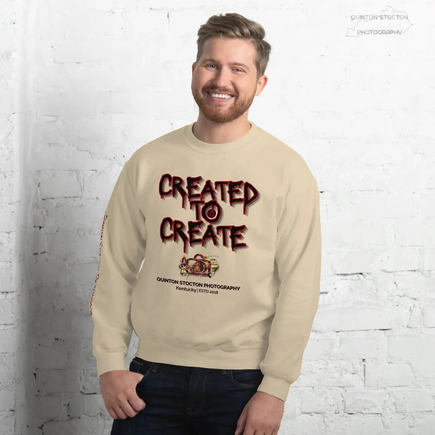 Artistic Graphic Design - Created to Create - Crewneck Sweatshirt - Unisex Heavy Blend - Quinton  Stocton Photography Quinton Stocton Photography Sweatshirt  Quinton Stocton Photography