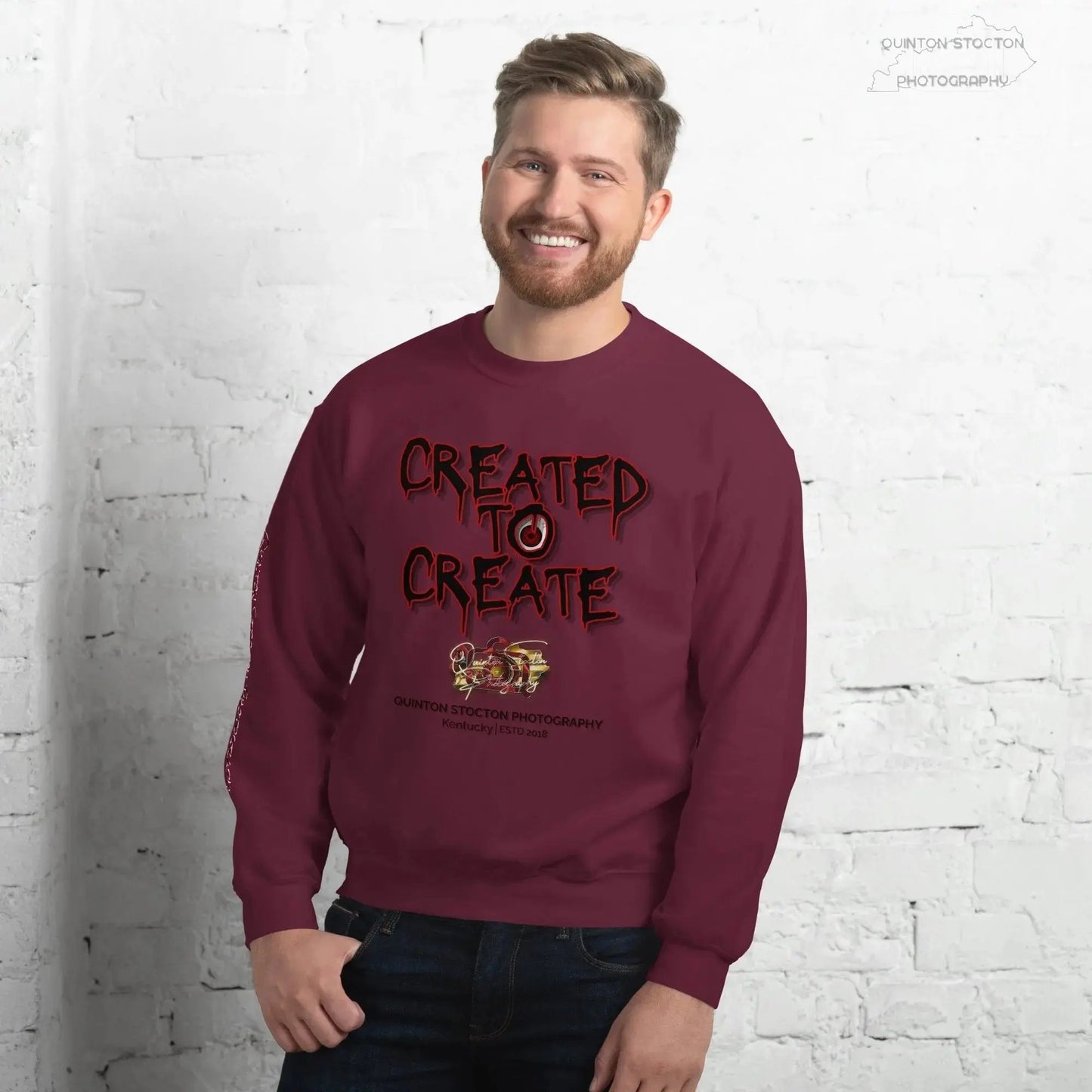 Artistic Graphic Design - Created to Create - Crewneck Sweatshirt - Unisex Heavy Blend - Quinton  Stocton Photography Quinton Stocton Photography Sweatshirt  Quinton Stocton Photography
