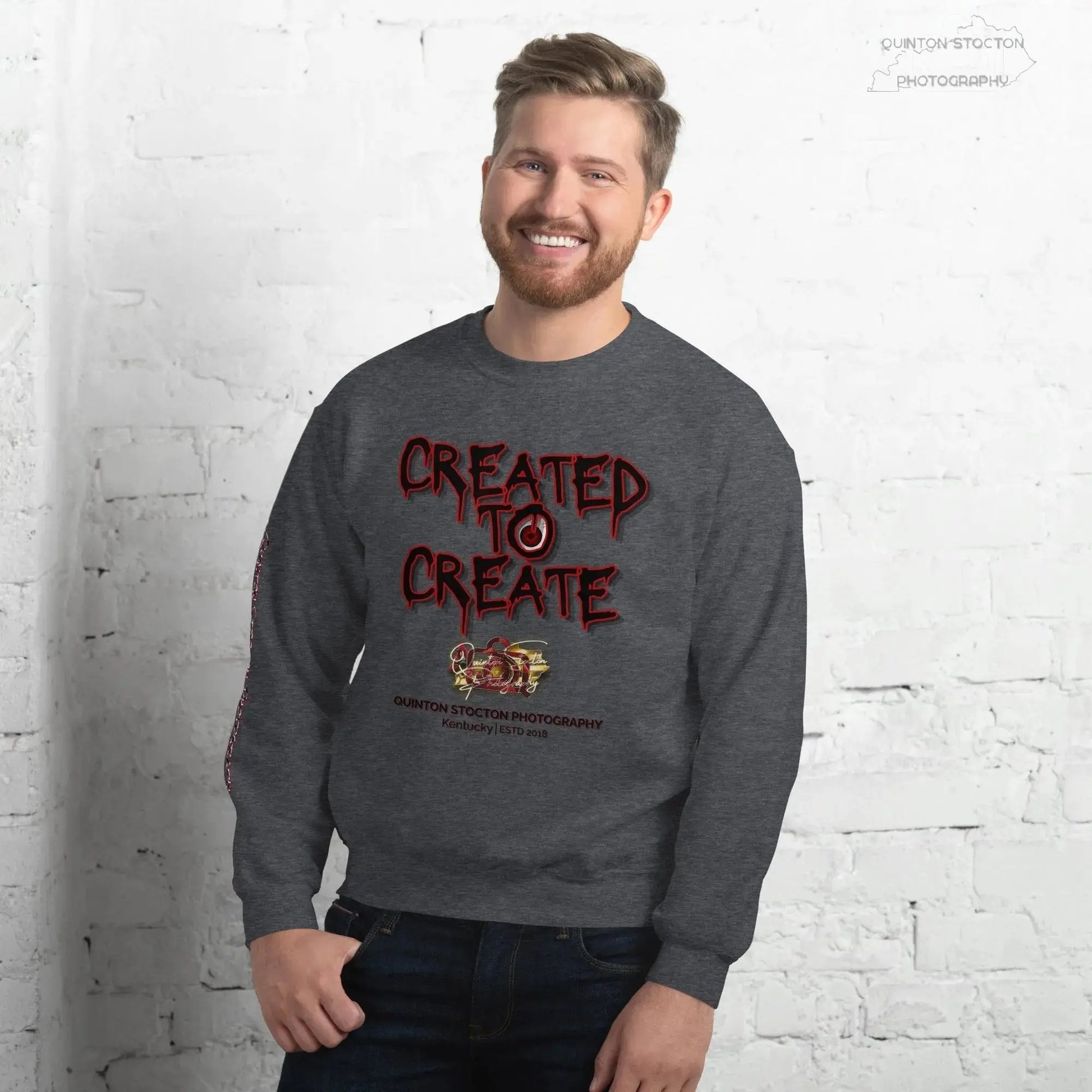 Artistic Graphic Design - Created to Create - Crewneck Sweatshirt - Unisex Heavy Blend - Quinton  Stocton Photography Quinton Stocton Photography Sweatshirt  Quinton Stocton Photography
