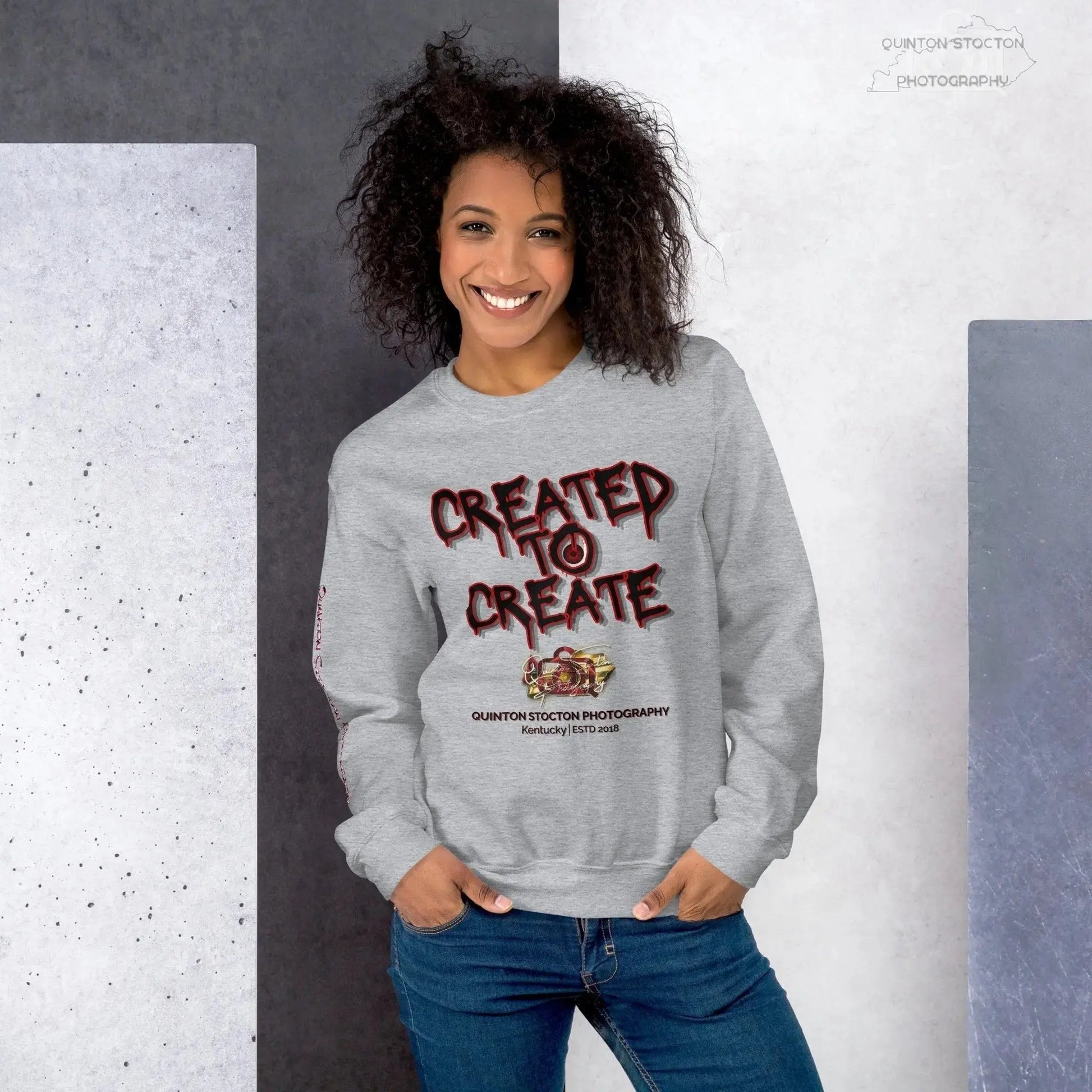 Artistic Graphic Design - Created to Create - Crewneck Sweatshirt - Unisex Heavy Blend - Quinton  Stocton Photography Quinton Stocton Photography Sweatshirt  Quinton Stocton Photography