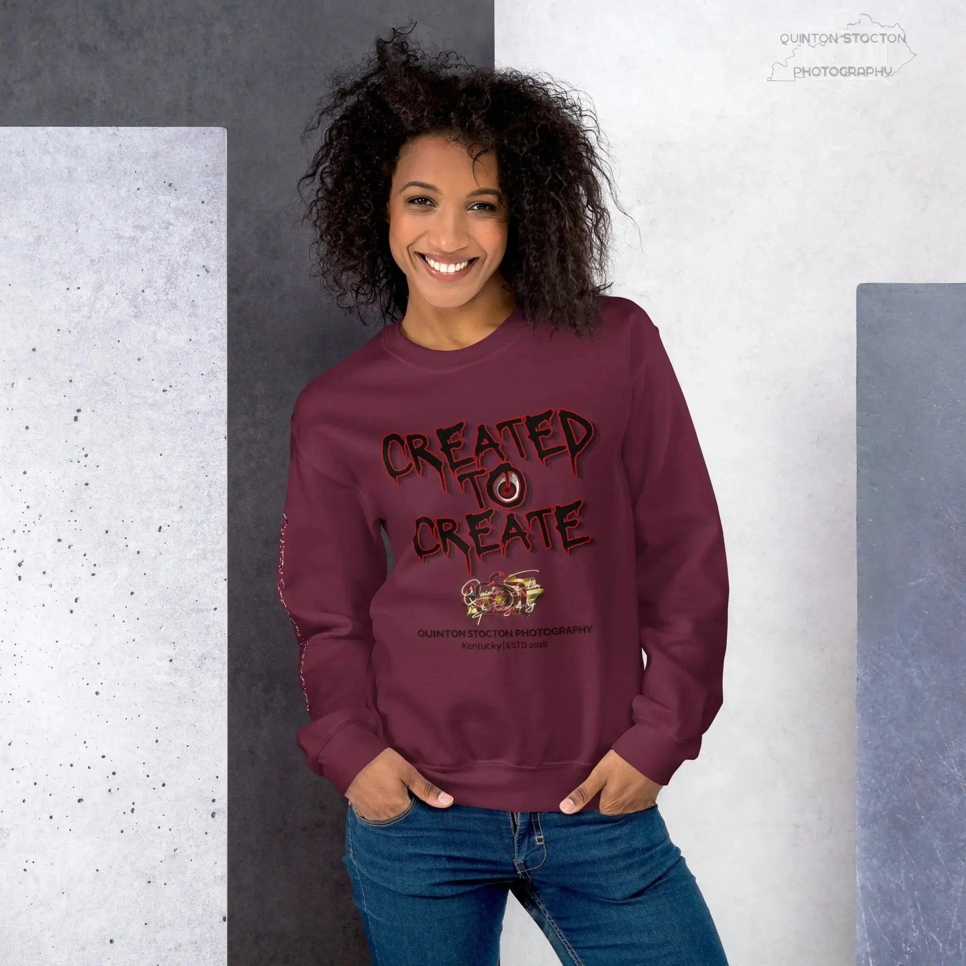 Artistic Graphic Design - Created to Create - Crewneck Sweatshirt - Unisex Heavy Blend - Quinton  Stocton Photography Quinton Stocton Photography Sweatshirt  Quinton Stocton Photography