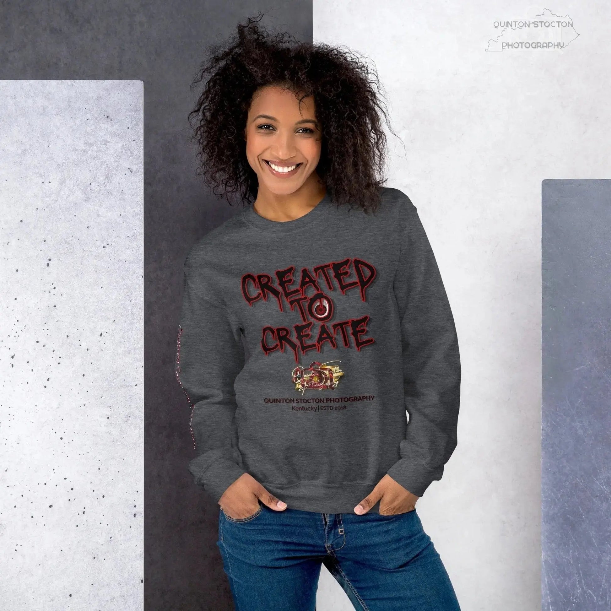Artistic Graphic Design - Created to Create - Crewneck Sweatshirt - Unisex Heavy Blend - Quinton  Stocton Photography Quinton Stocton Photography Sweatshirt  Quinton Stocton Photography