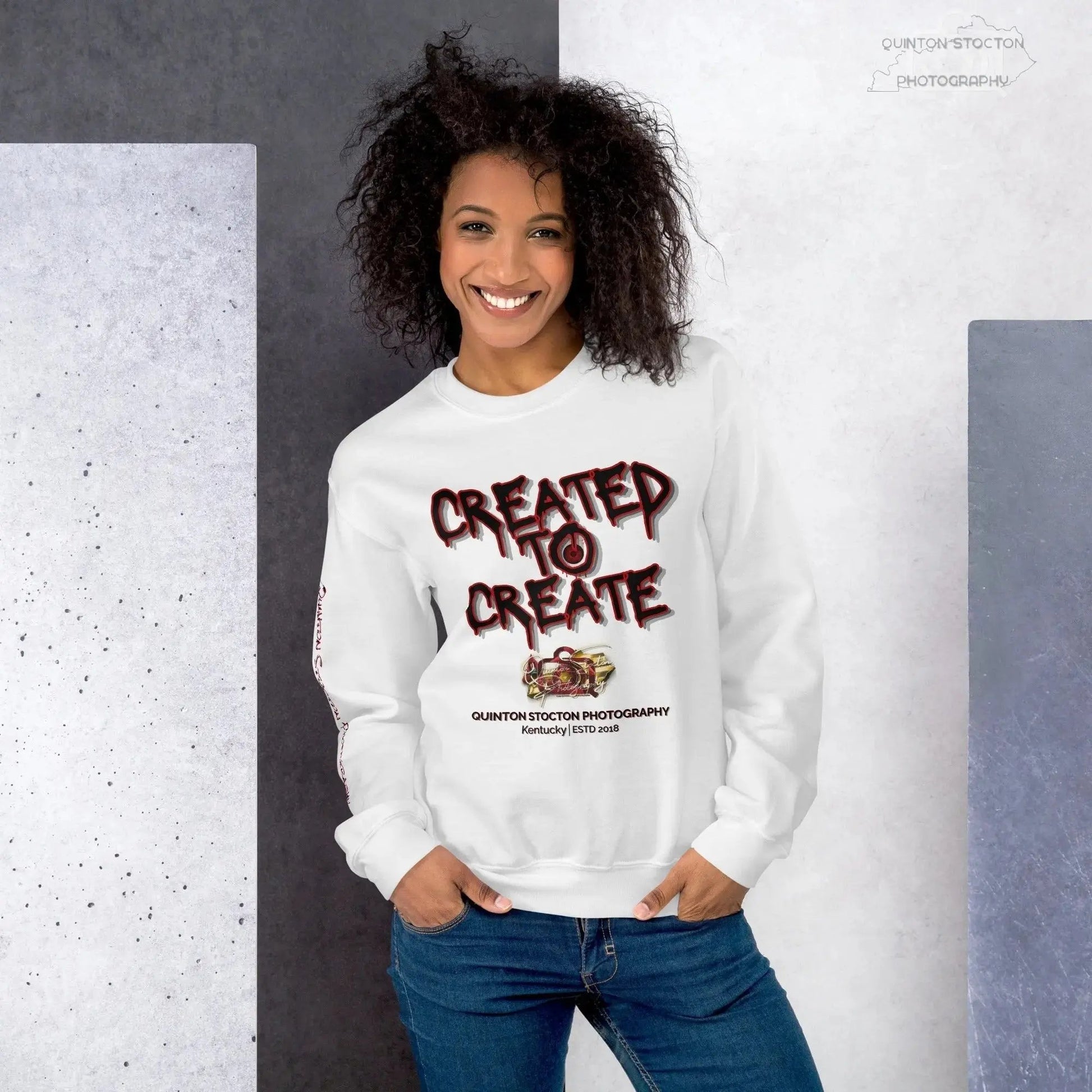 Artistic Graphic Design - Created to Create - Crewneck Sweatshirt - Unisex Heavy Blend - Quinton  Stocton Photography Quinton Stocton Photography Sweatshirt  Quinton Stocton Photography