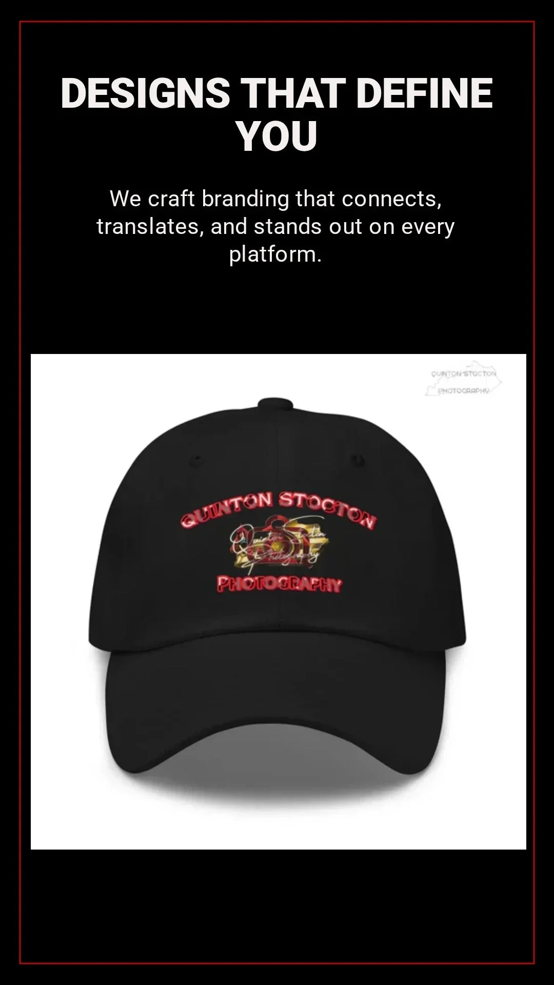 Printful Quinton Stocton Photography DTFlex Logo Hat - Adjustable Cotton Twill - Apparel & Accessories > Clothing Accessories > Hats > Baseball Caps Hat-