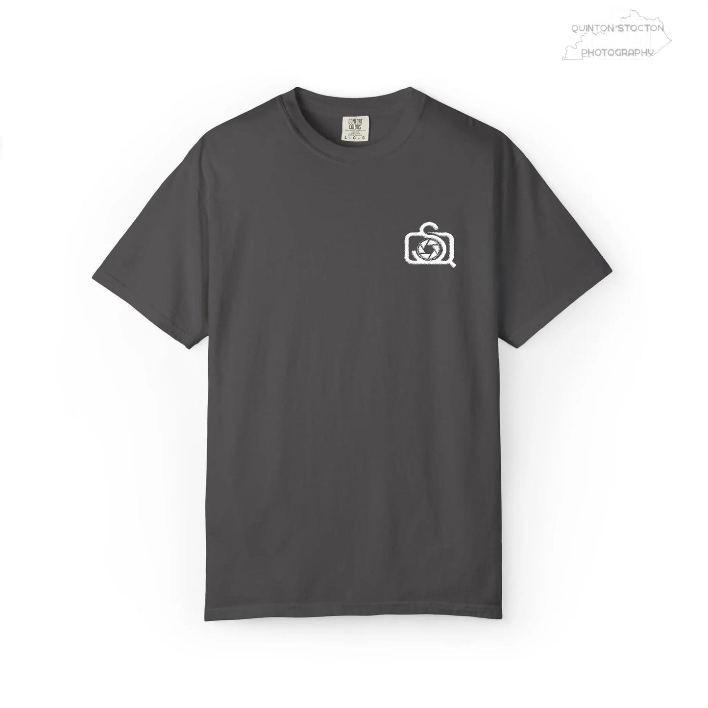 Comfort Colors 1717 Unisex Tee Left Chest Quinton Stocton Photography Monogram Logo by Printify T-Shirt 36.99 Quinton Stocton Photography Graphite / 3XL
