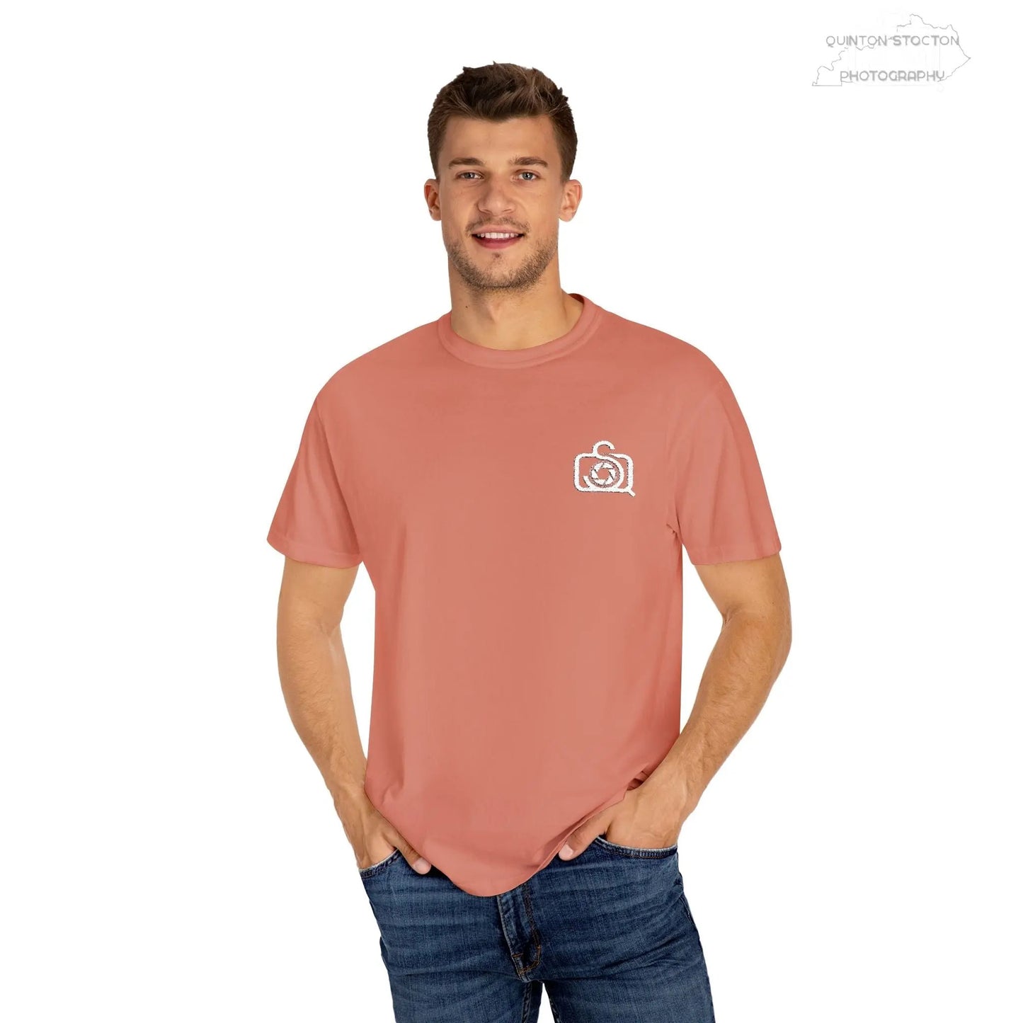 Comfort Colors 1717 Unisex Tee Left Chest Quinton Stocton Photography Monogram Logo by Printify T-Shirt  Quinton Stocton Photography