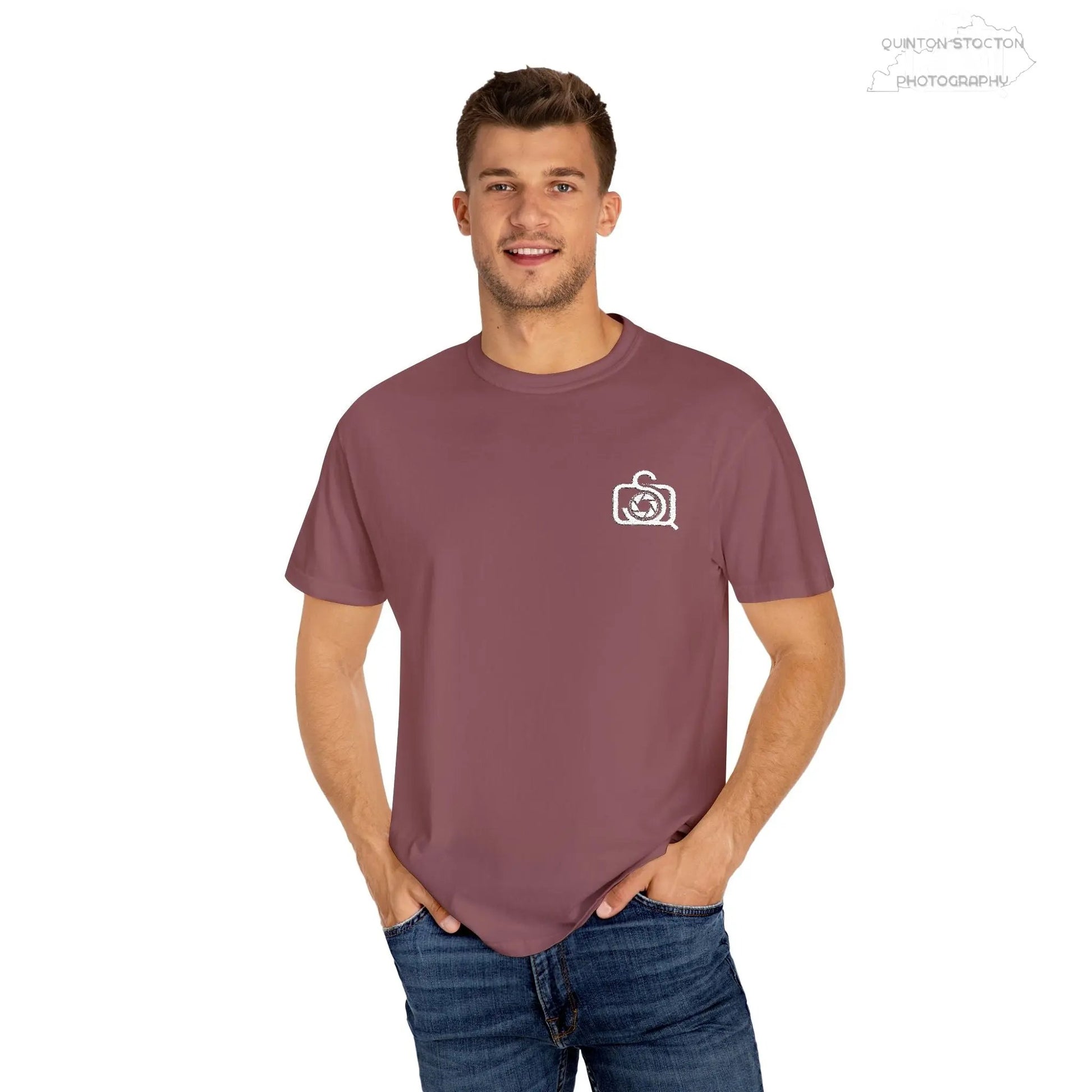 Comfort Colors 1717 Unisex Tee Left Chest Quinton Stocton Photography Monogram Logo by Printify T-Shirt  Quinton Stocton Photography