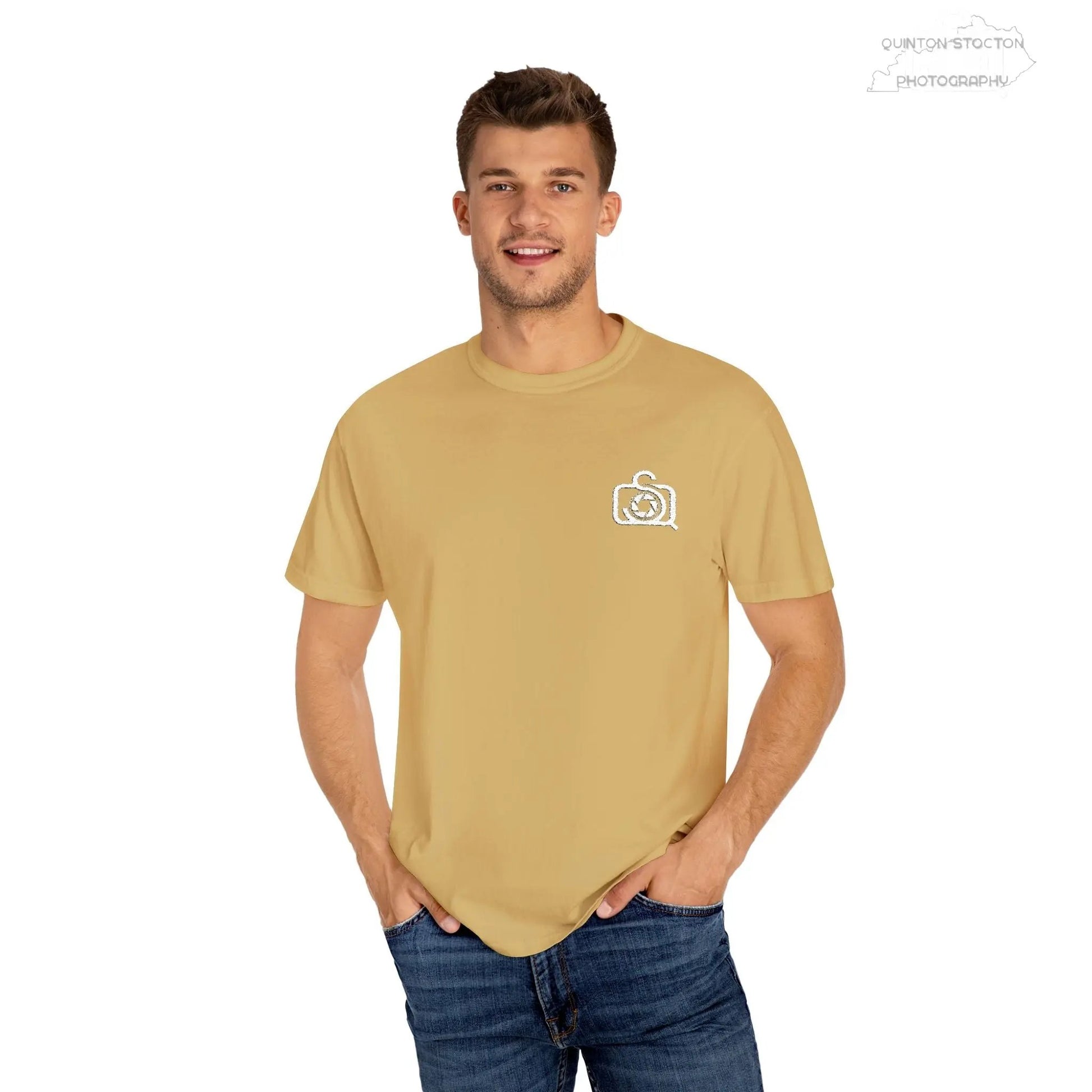 Comfort Colors 1717 Unisex Tee Left Chest Quinton Stocton Photography Monogram Logo by Printify T-Shirt  Quinton Stocton Photography