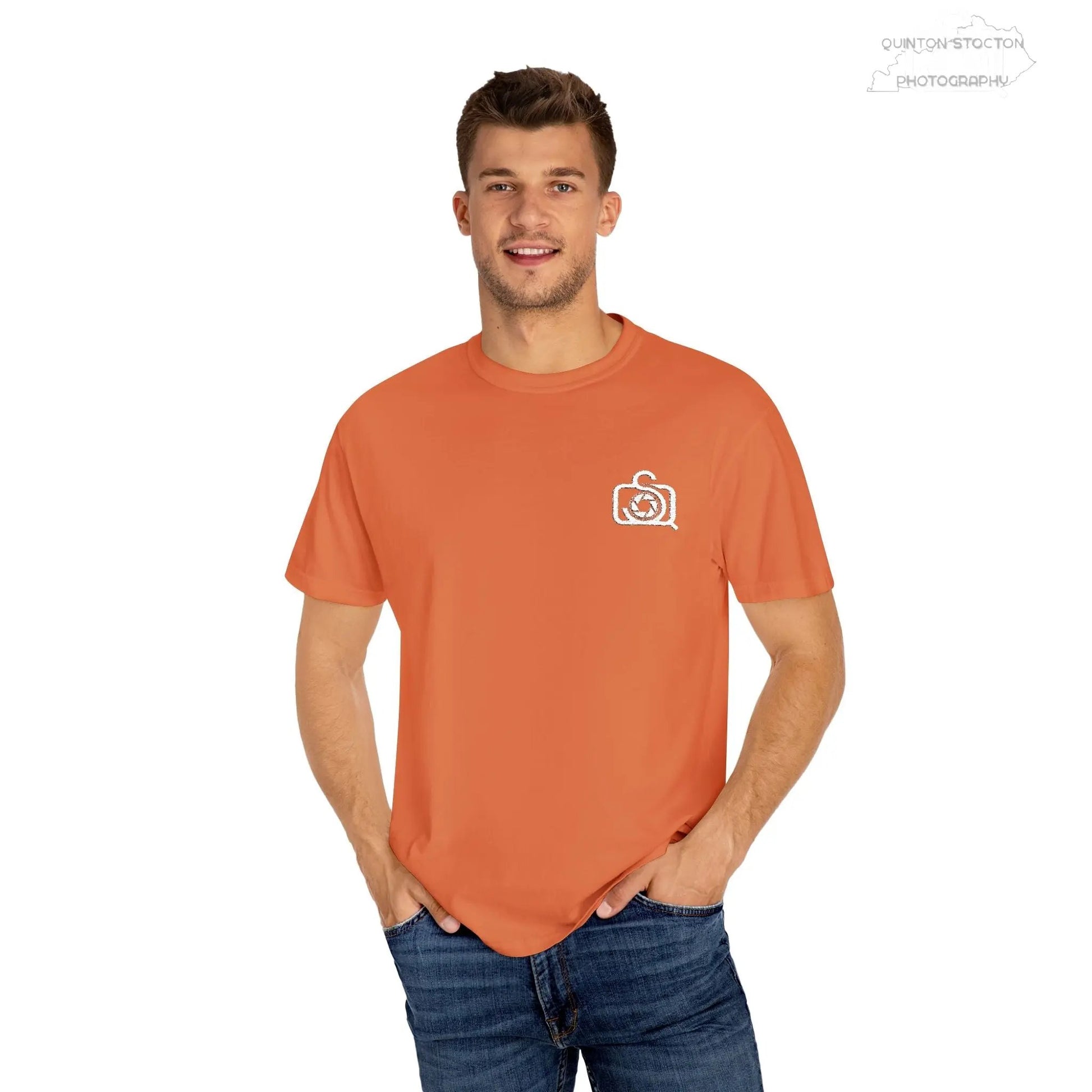 Comfort Colors 1717 Unisex Tee Left Chest Quinton Stocton Photography Monogram Logo by Printify T-Shirt  Quinton Stocton Photography