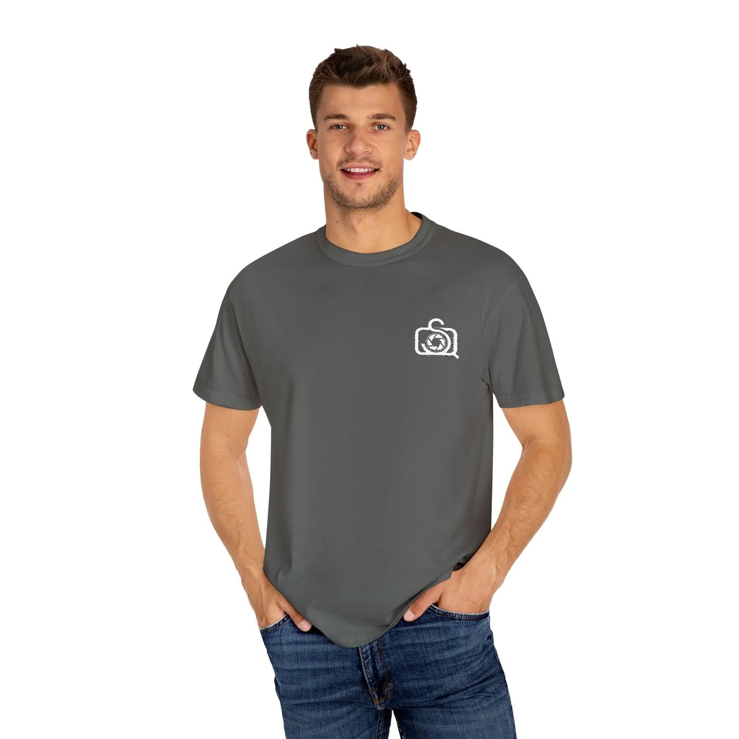 Comfort Colors 1717 Unisex Tee Left Chest Quinton Stocton Photography Monogram Logo by Printify T-Shirt  Quinton Stocton Photography
