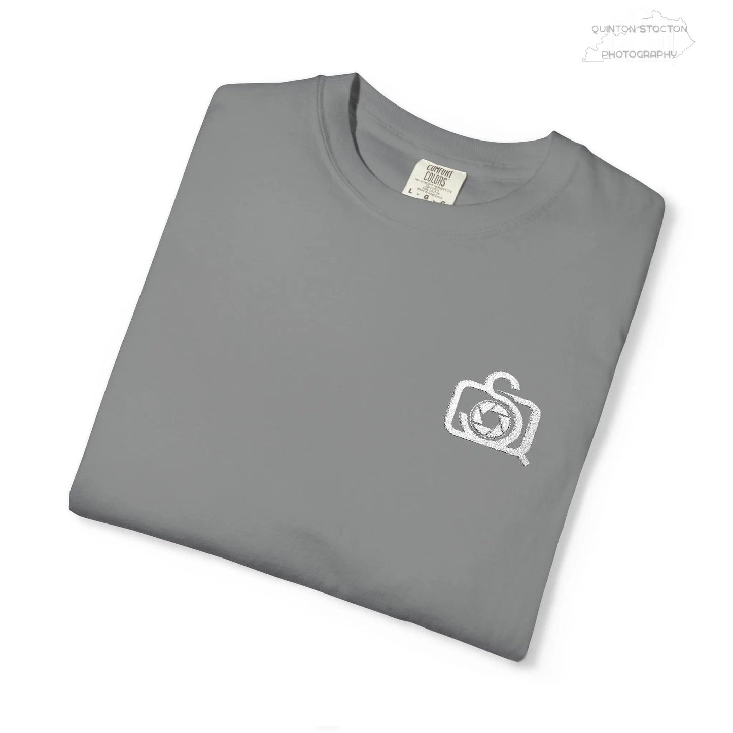 Comfort Colors 1717 Unisex Tee Left Chest Quinton Stocton Photography Monogram Logo by Printify T-Shirt  Quinton Stocton Photography