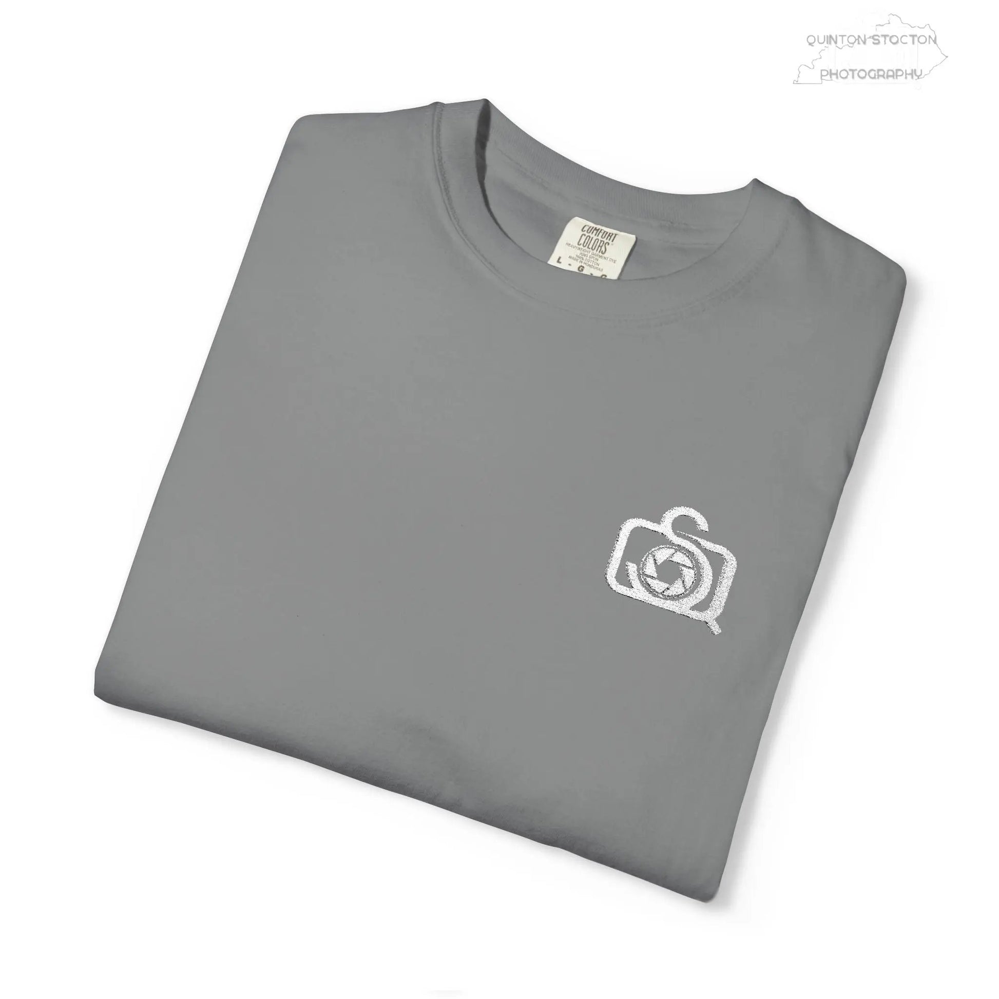 Comfort Colors 1717 Unisex Tee Left Chest Quinton Stocton Photography Monogram Logo by Printify T-Shirt  Quinton Stocton Photography