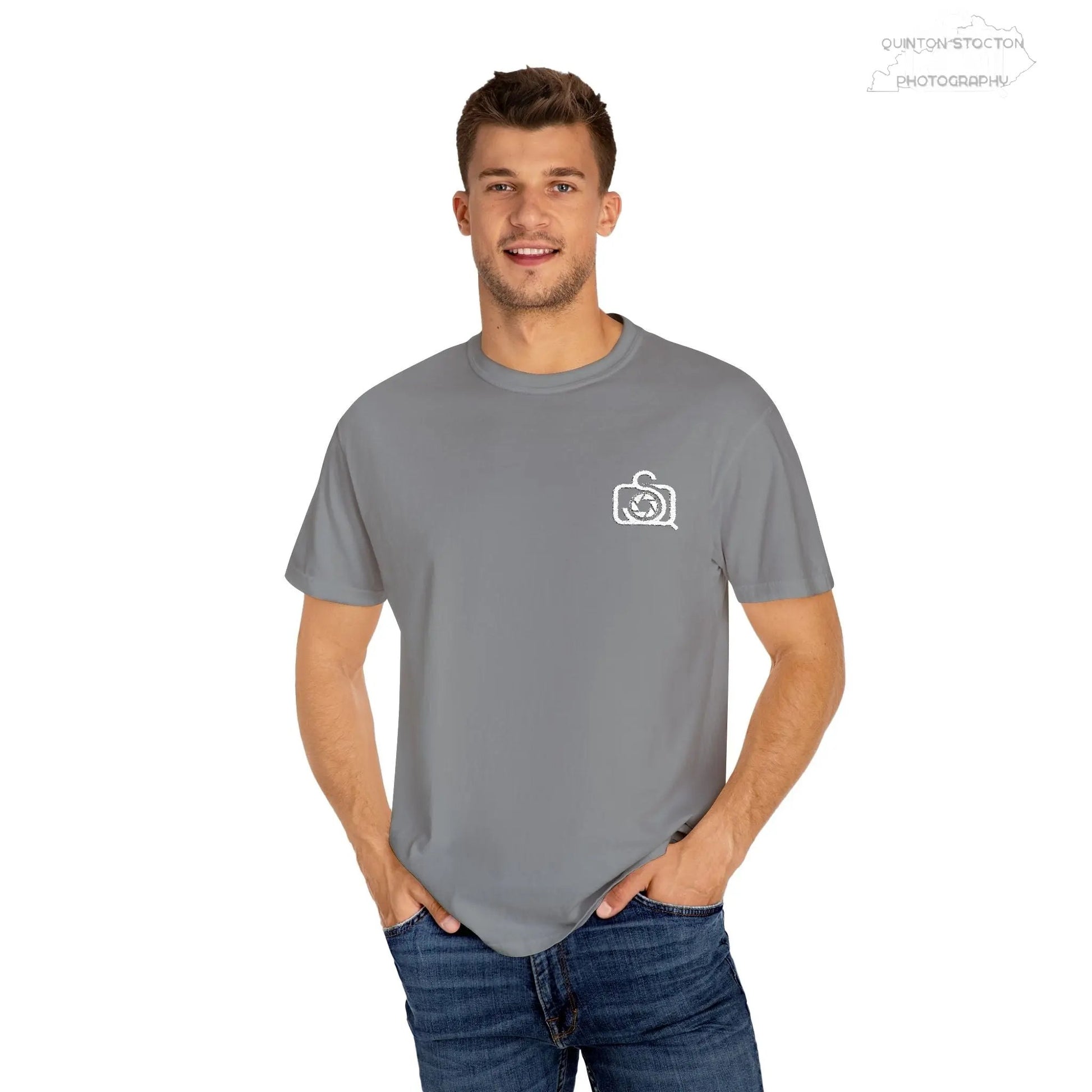 Comfort Colors 1717 Unisex Tee Left Chest Quinton Stocton Photography Monogram Logo by Printify T-Shirt  Quinton Stocton Photography