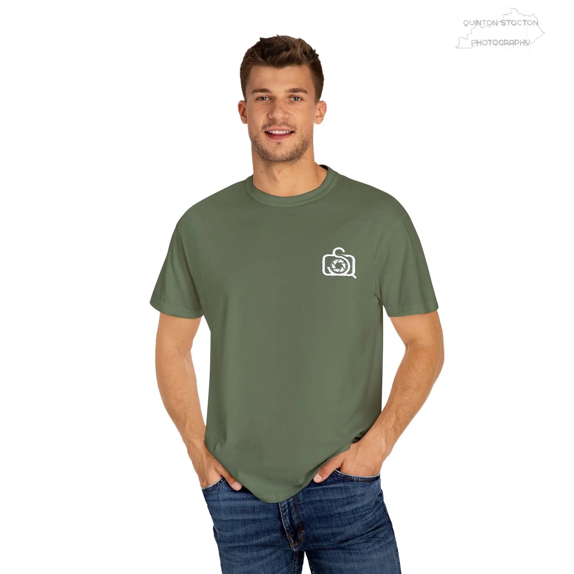 Comfort Colors 1717 Unisex Tee Left Chest Quinton Stocton Photography Monogram Logo by Printify T-Shirt  Quinton Stocton Photography