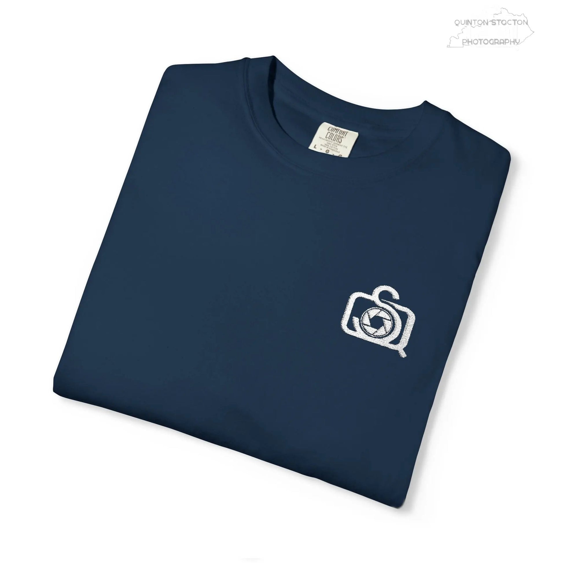 Comfort Colors 1717 Unisex Tee Left Chest Quinton Stocton Photography Monogram Logo by Printify T-Shirt  Quinton Stocton Photography