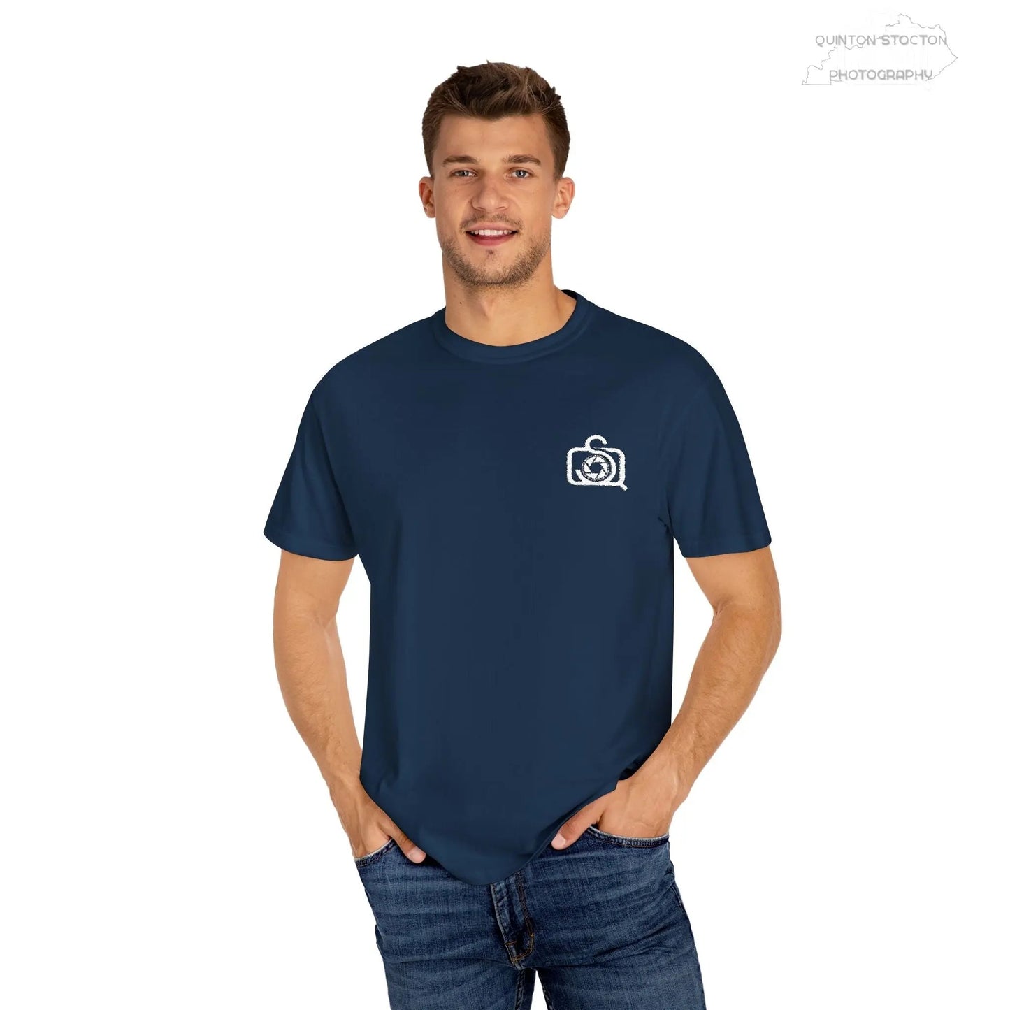 Comfort Colors 1717 Unisex Tee Left Chest Quinton Stocton Photography Monogram Logo by Printify T-Shirt  Quinton Stocton Photography