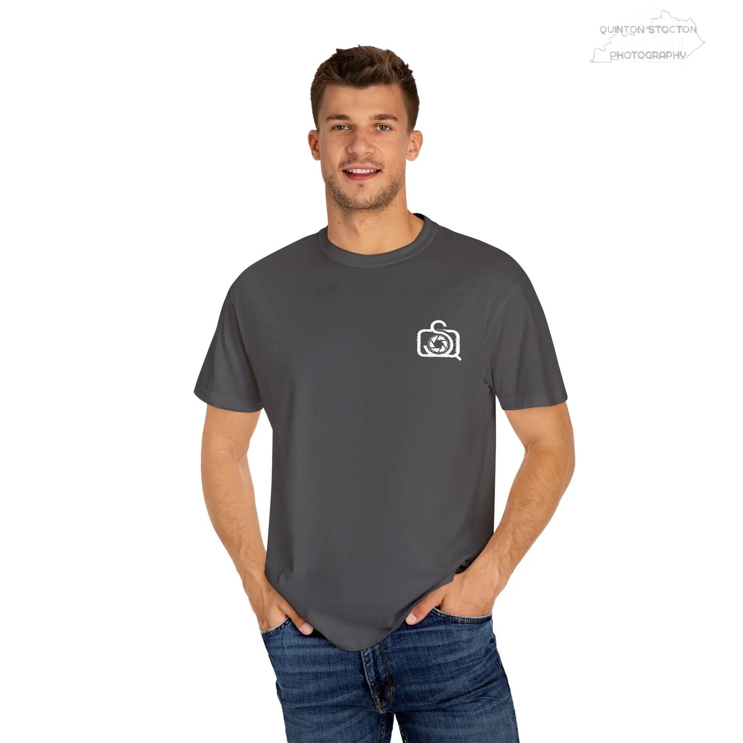 Comfort Colors 1717 Unisex Tee Left Chest Quinton Stocton Photography Monogram Logo by Printify T-Shirt  Quinton Stocton Photography