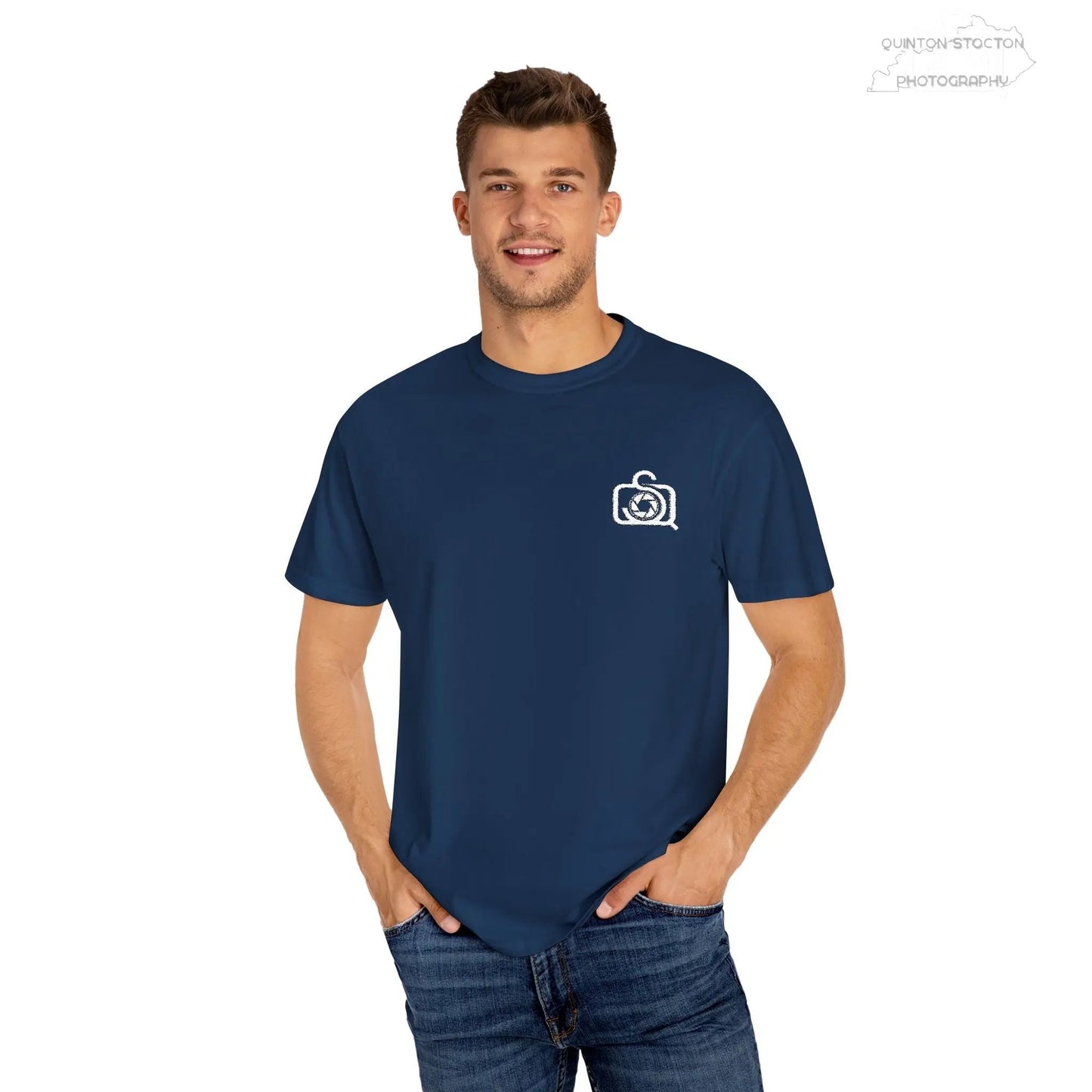 Comfort Colors 1717 Unisex Tee Left Chest Quinton Stocton Photography Monogram Logo by Printify T-Shirt  Quinton Stocton Photography