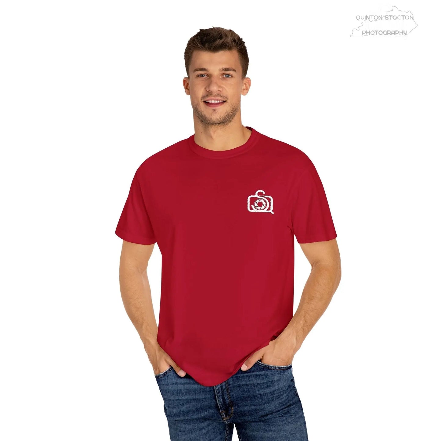 Comfort Colors 1717 Unisex Tee Left Chest Quinton Stocton Photography Monogram Logo by Printify T-Shirt  Quinton Stocton Photography
