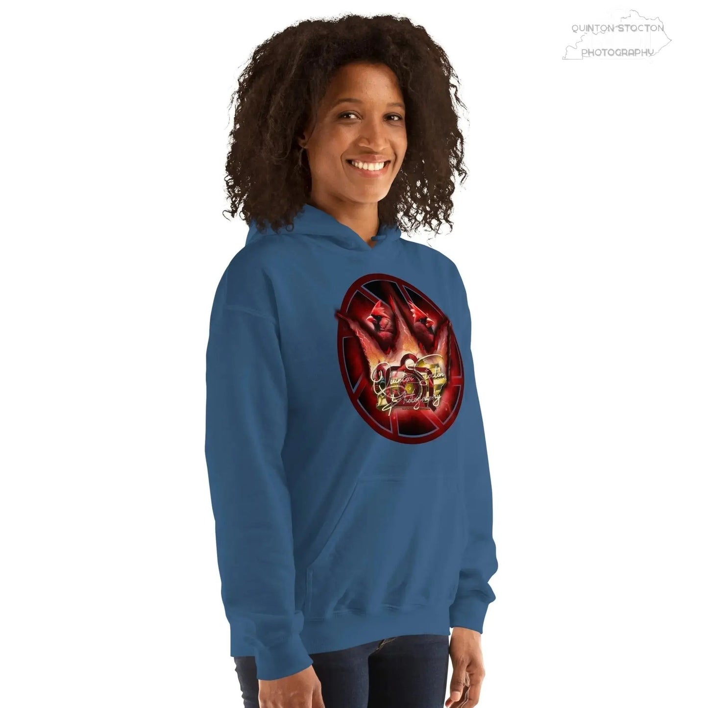 Fleece Hoodie - Quinton Stocton Photography Graphic Design Logo Crown Cardinal Lens Shutter 22 Quinton Stocton Photography Hoodie  Quinton Stocton Photography