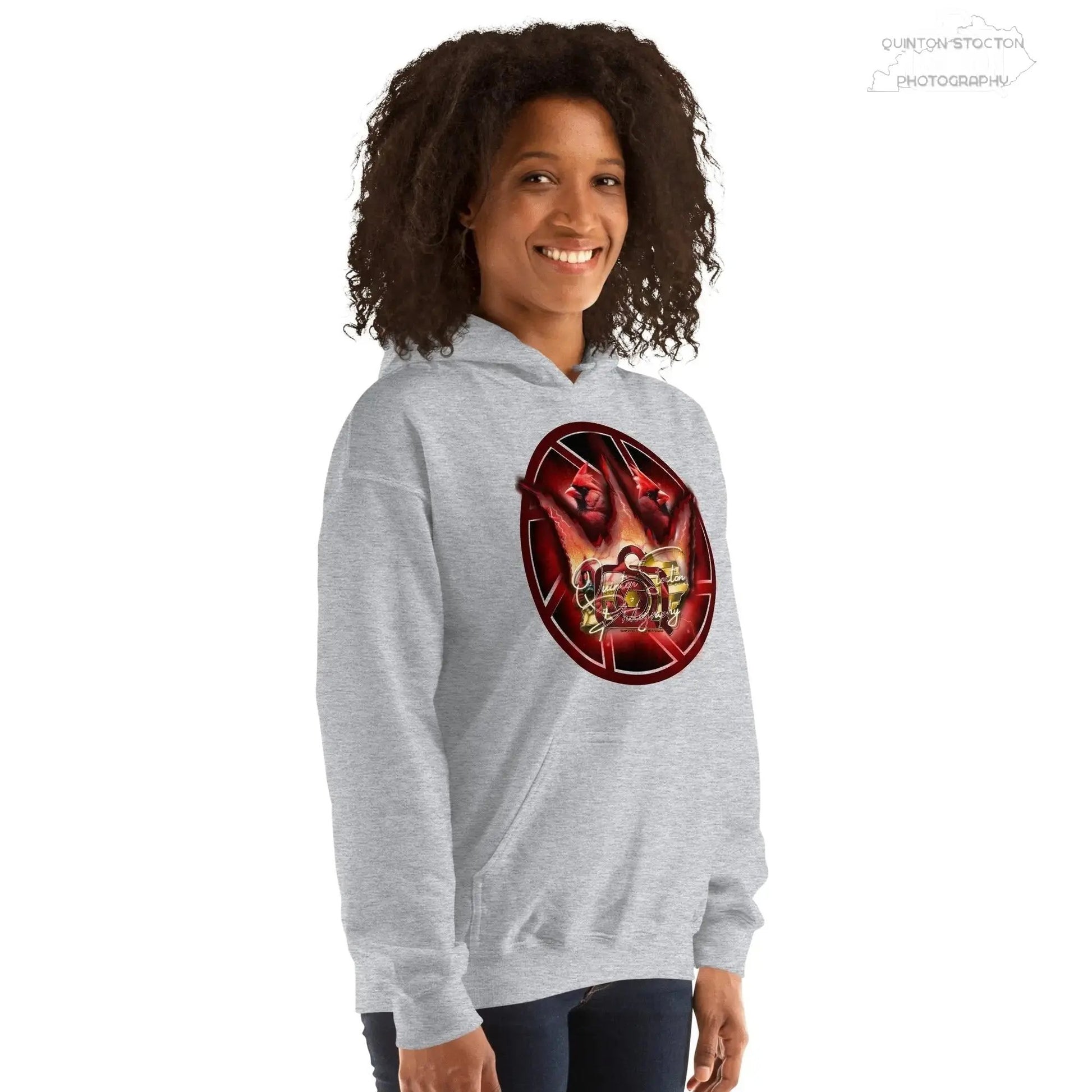 Fleece Hoodie - Quinton Stocton Photography Graphic Design Logo Crown Cardinal Lens Shutter 22 Quinton Stocton Photography Hoodie  Quinton Stocton Photography