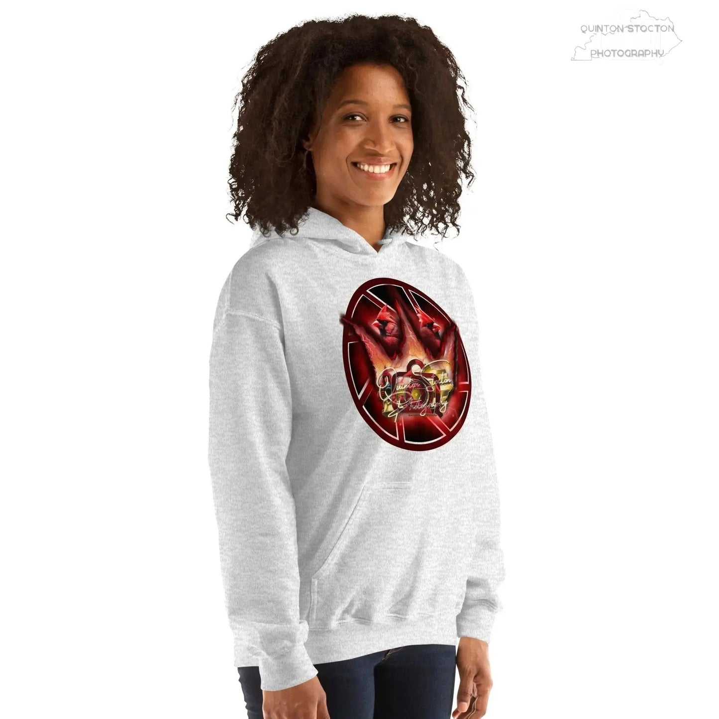 Fleece Hoodie - Quinton Stocton Photography Graphic Design Logo Crown Cardinal Lens Shutter 22 Quinton Stocton Photography Hoodie  Quinton Stocton Photography