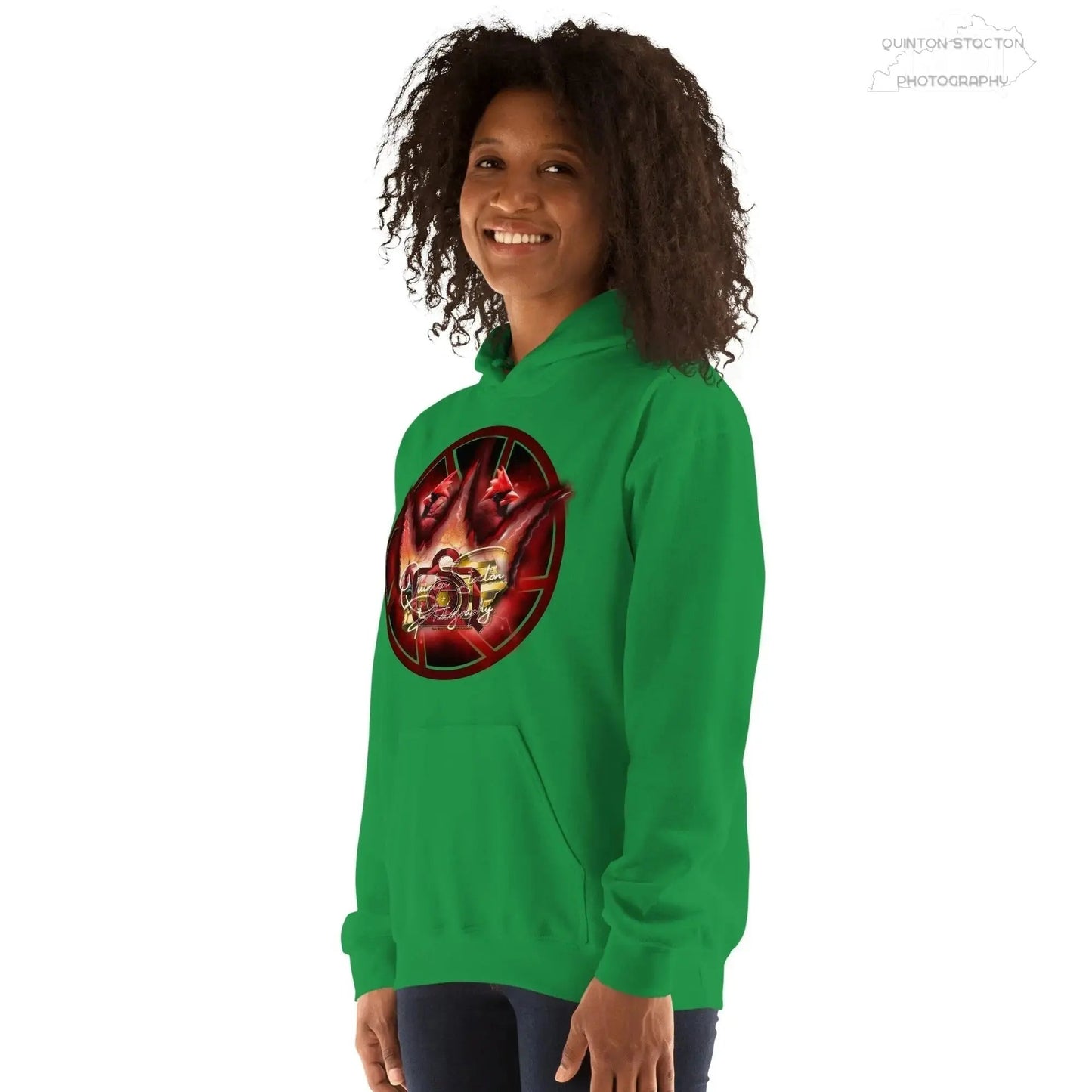Fleece Hoodie - Quinton Stocton Photography Graphic Design Logo Crown Cardinal Lens Shutter 22 Quinton Stocton Photography Hoodie  Quinton Stocton Photography