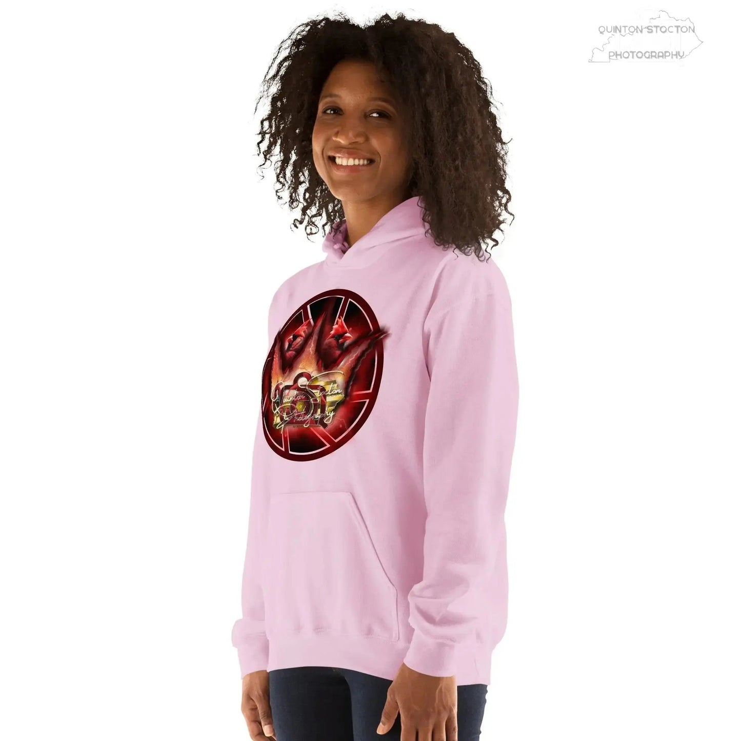 Fleece Hoodie - Quinton Stocton Photography Graphic Design Logo Crown Cardinal Lens Shutter 22 Quinton Stocton Photography Hoodie  Quinton Stocton Photography