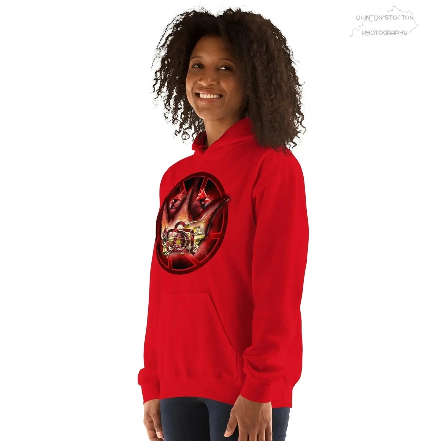 Fleece Hoodie - Quinton Stocton Photography Graphic Design Logo Crown Cardinal Lens Shutter 22 Quinton Stocton Photography Hoodie  Quinton Stocton Photography