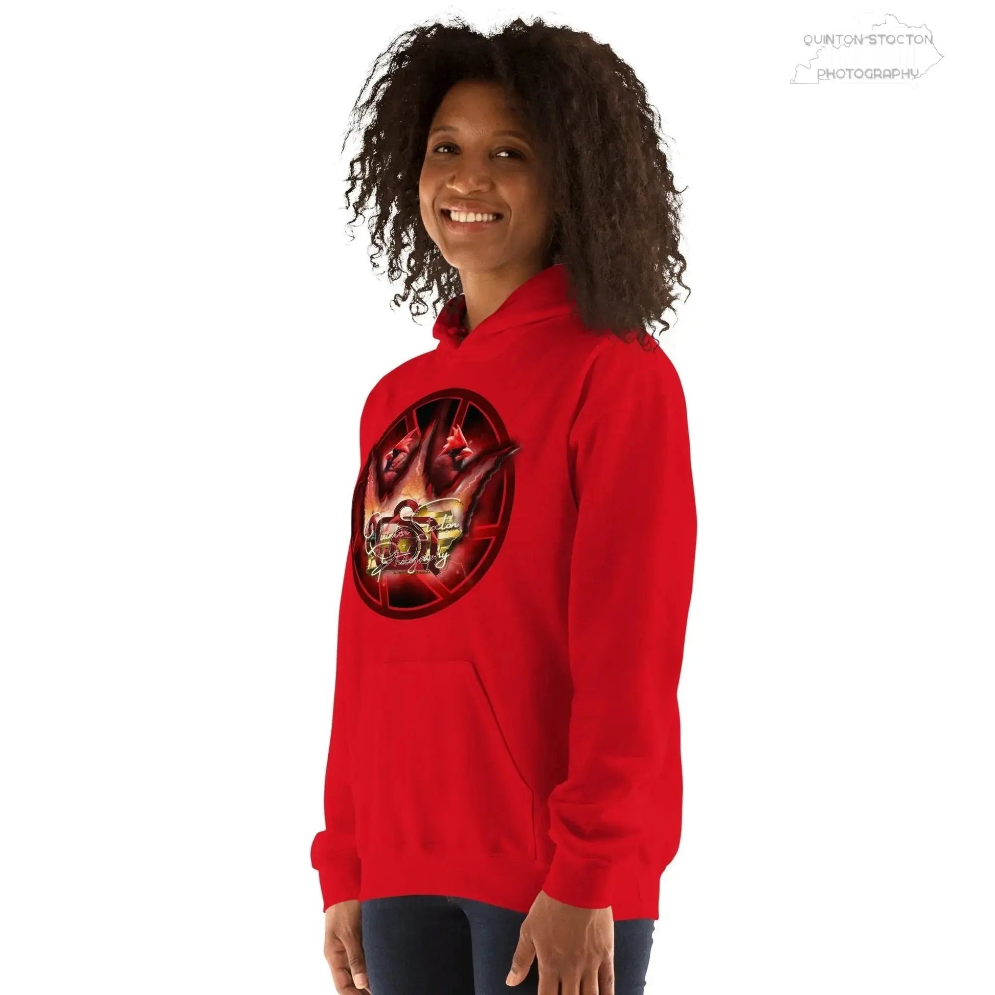 Fleece Hoodie - Quinton Stocton Photography Graphic Design Logo Crown Cardinal Lens Shutter 22 Quinton Stocton Photography Hoodie  Quinton Stocton Photography