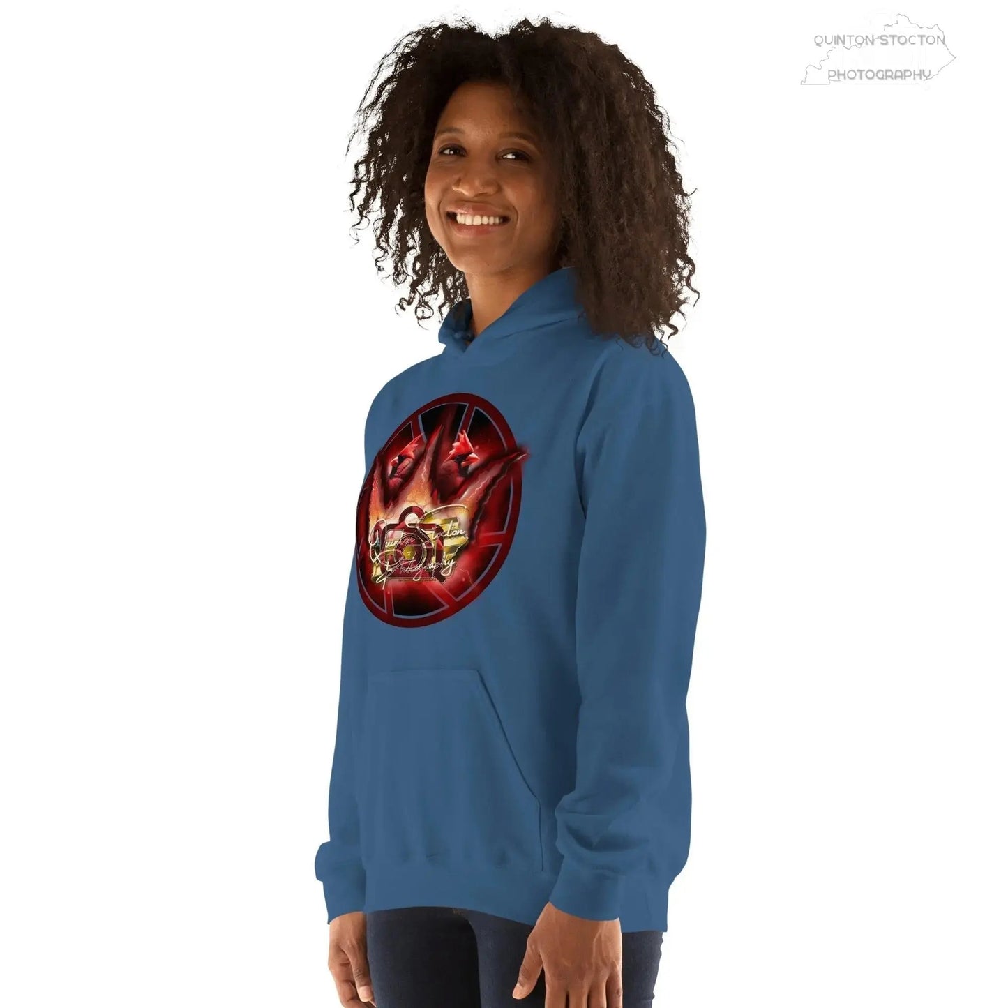 Fleece Hoodie - Quinton Stocton Photography Graphic Design Logo Crown Cardinal Lens Shutter 22 Quinton Stocton Photography Hoodie  Quinton Stocton Photography