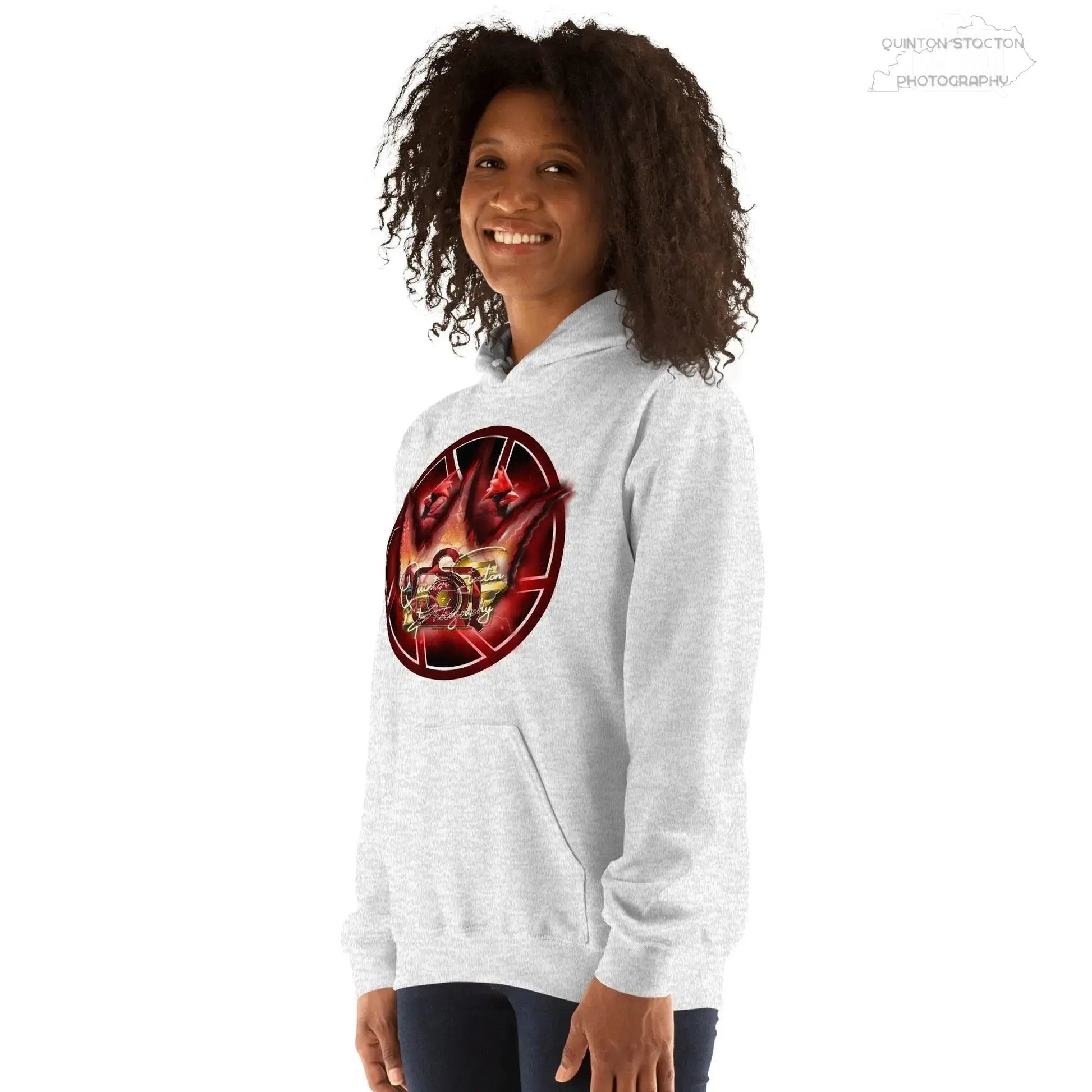 Fleece Hoodie - Quinton Stocton Photography Graphic Design Logo Crown Cardinal Lens Shutter 22 Quinton Stocton Photography Hoodie  Quinton Stocton Photography