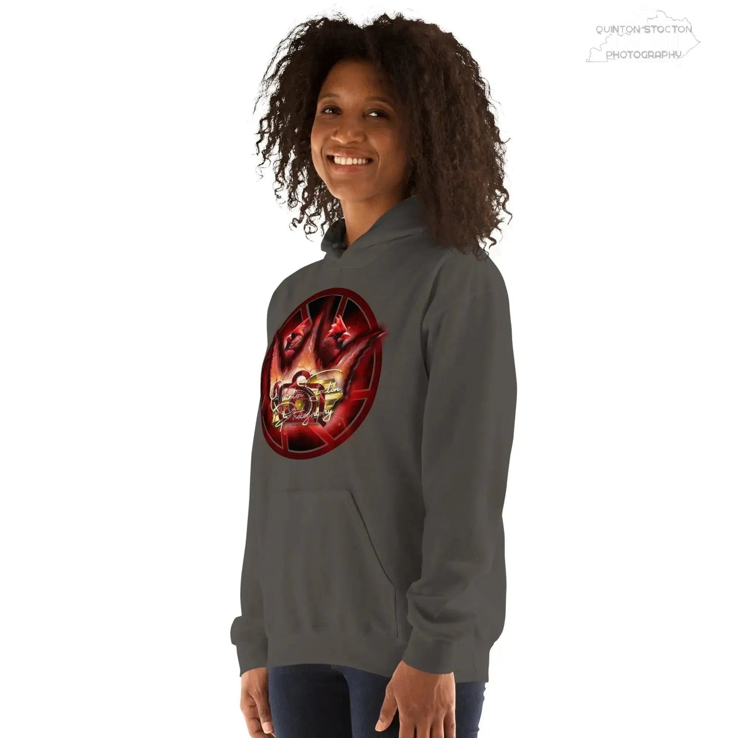 Fleece Hoodie - Quinton Stocton Photography Graphic Design Logo Crown Cardinal Lens Shutter 22 Quinton Stocton Photography Hoodie  Quinton Stocton Photography
