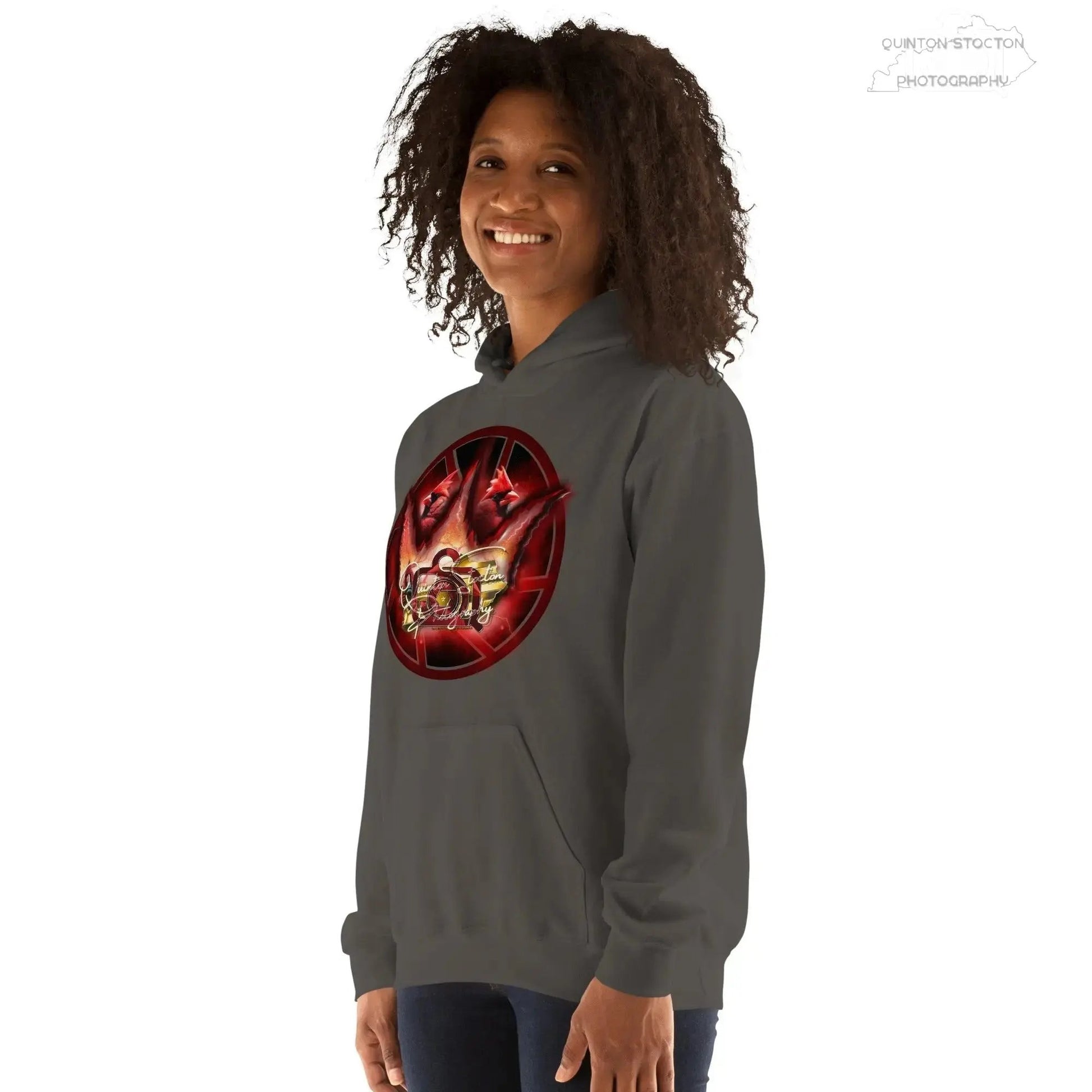 Fleece Hoodie - Quinton Stocton Photography Graphic Design Logo Crown Cardinal Lens Shutter 22 Quinton Stocton Photography Hoodie  Quinton Stocton Photography