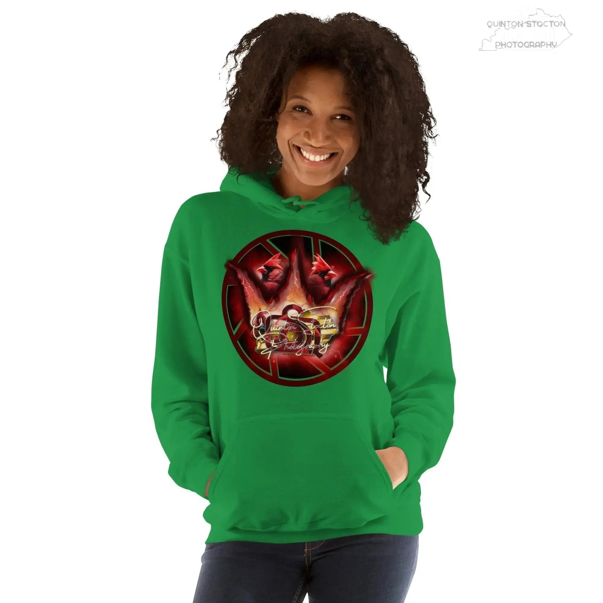 Fleece Hoodie - Quinton Stocton Photography Graphic Design Logo Crown Cardinal Lens Shutter 22 Quinton Stocton Photography Hoodie  Quinton Stocton Photography