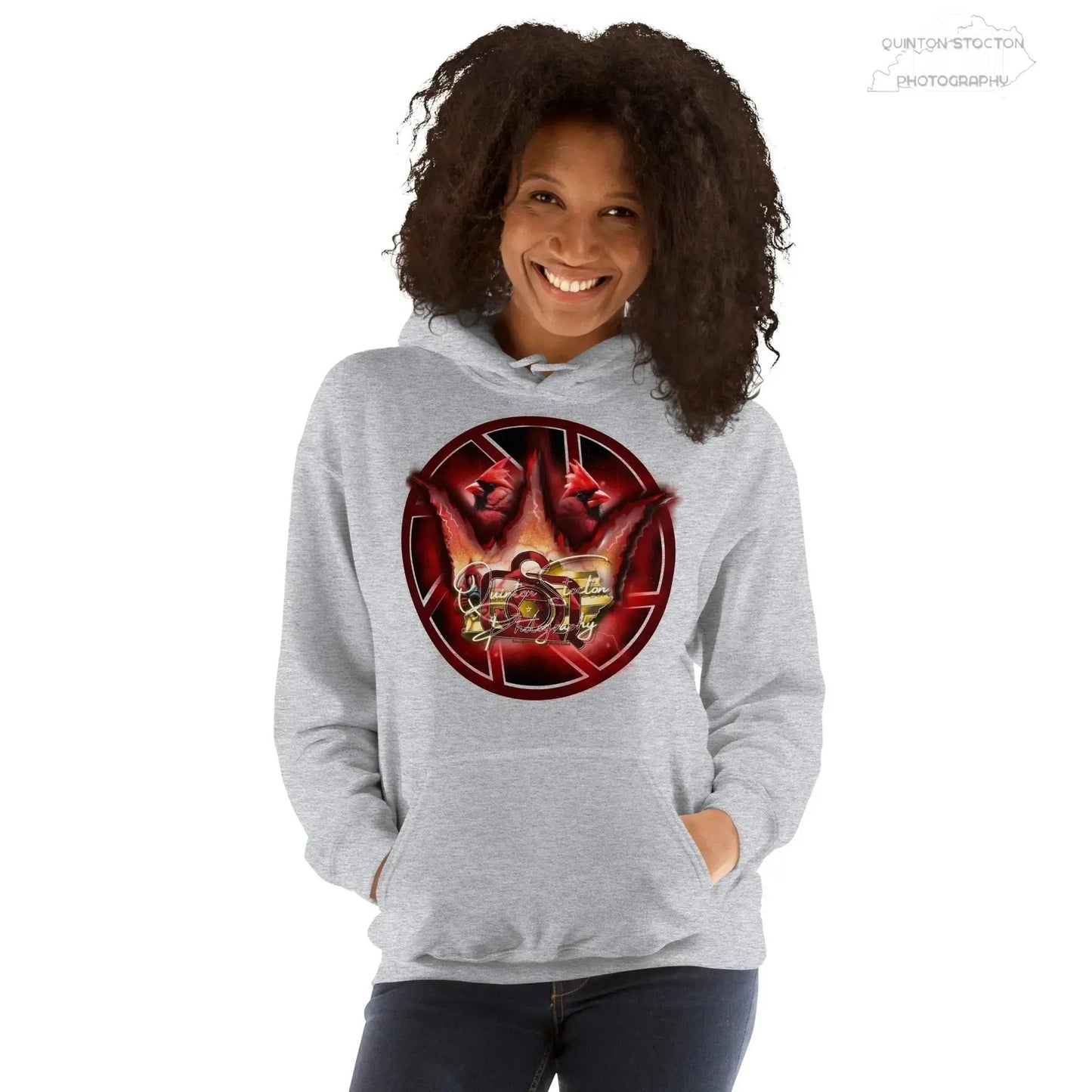 Fleece Hoodie - Quinton Stocton Photography Graphic Design Logo Crown Cardinal Lens Shutter 22 Quinton Stocton Photography Hoodie  Quinton Stocton Photography