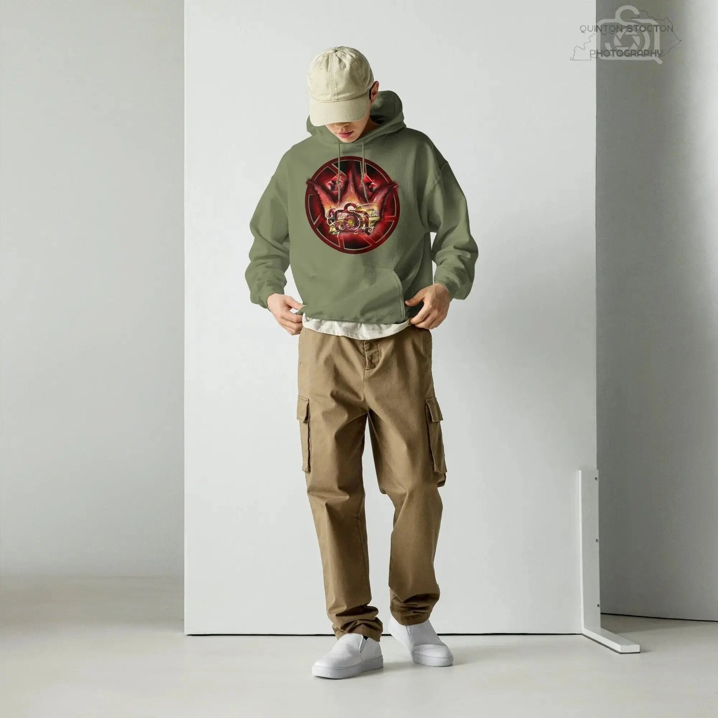 Fleece Hoodie - Quinton Stocton Photography Graphic Design Logo Crown Cardinal Lens Shutter 22 Quinton Stocton Photography Hoodie  Quinton Stocton Photography