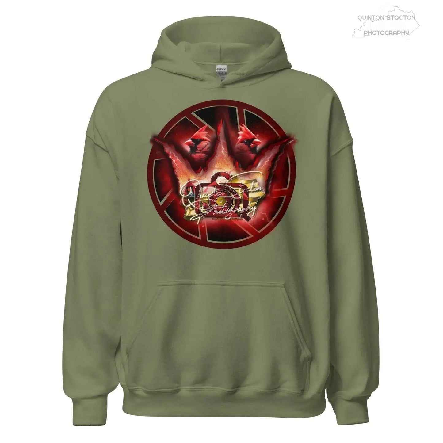 Fleece Hoodie - Quinton Stocton Photography Graphic Design Logo Crown Cardinal Lens Shutter 22 Quinton Stocton Photography Hoodie  Quinton Stocton Photography