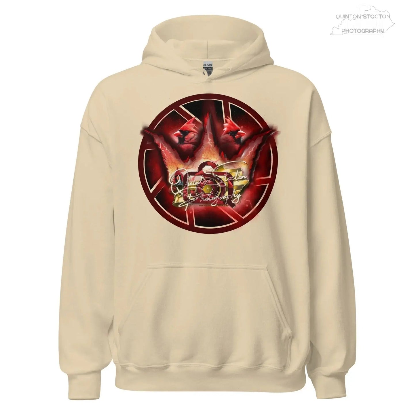 Fleece Hoodie - Quinton Stocton Photography Graphic Design Logo Crown Cardinal Lens Shutter 22 Quinton Stocton Photography Hoodie  Quinton Stocton Photography