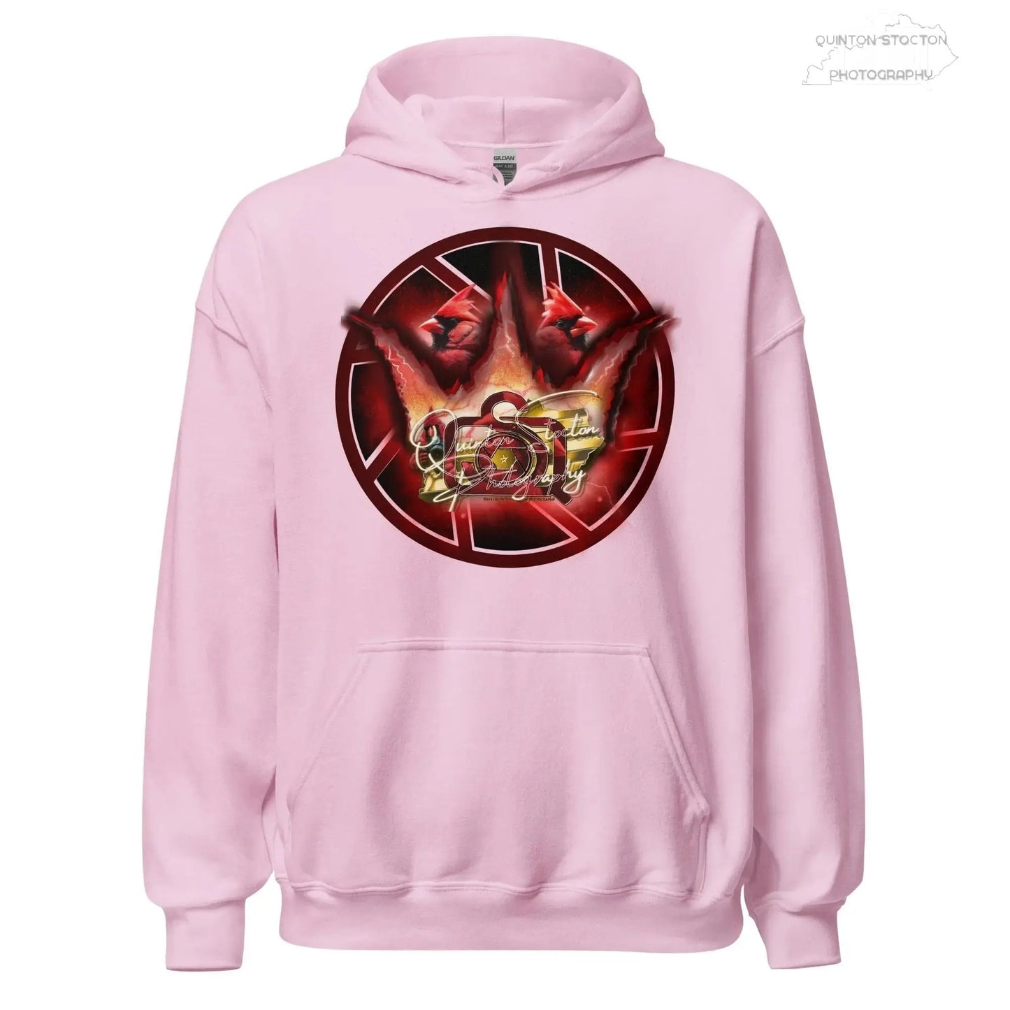 Fleece Hoodie - Quinton Stocton Photography Graphic Design Logo Crown Cardinal Lens Shutter 22 Quinton Stocton Photography Hoodie  Quinton Stocton Photography