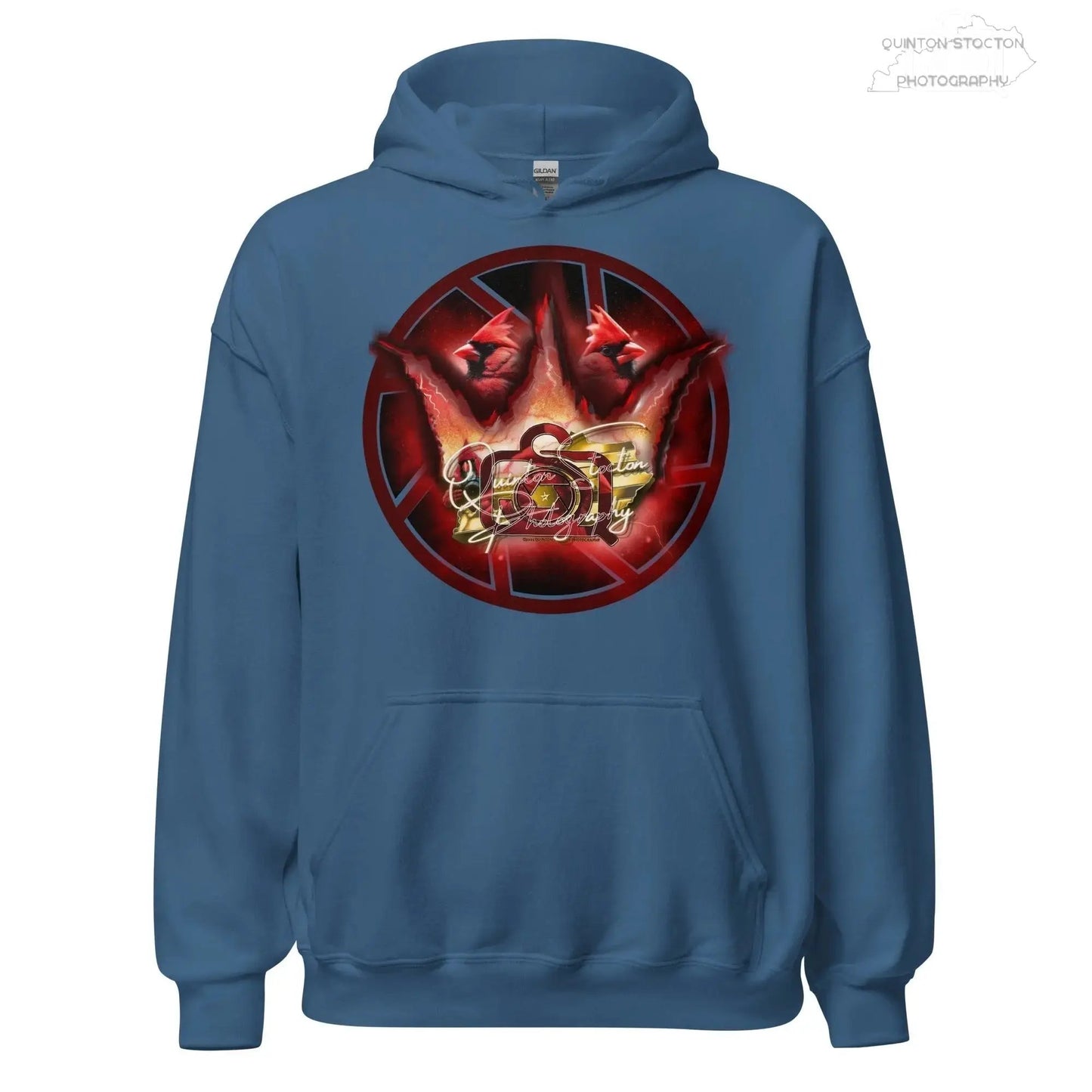 Fleece Hoodie - Quinton Stocton Photography Graphic Design Logo Crown Cardinal Lens Shutter 22 Quinton Stocton Photography Hoodie  Quinton Stocton Photography