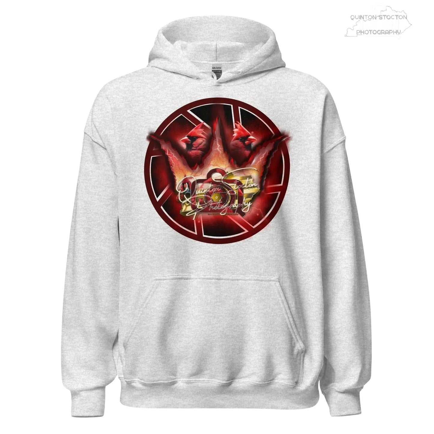 Fleece Hoodie - Quinton Stocton Photography Graphic Design Logo Crown Cardinal Lens Shutter 22 Quinton Stocton Photography Hoodie  Quinton Stocton Photography