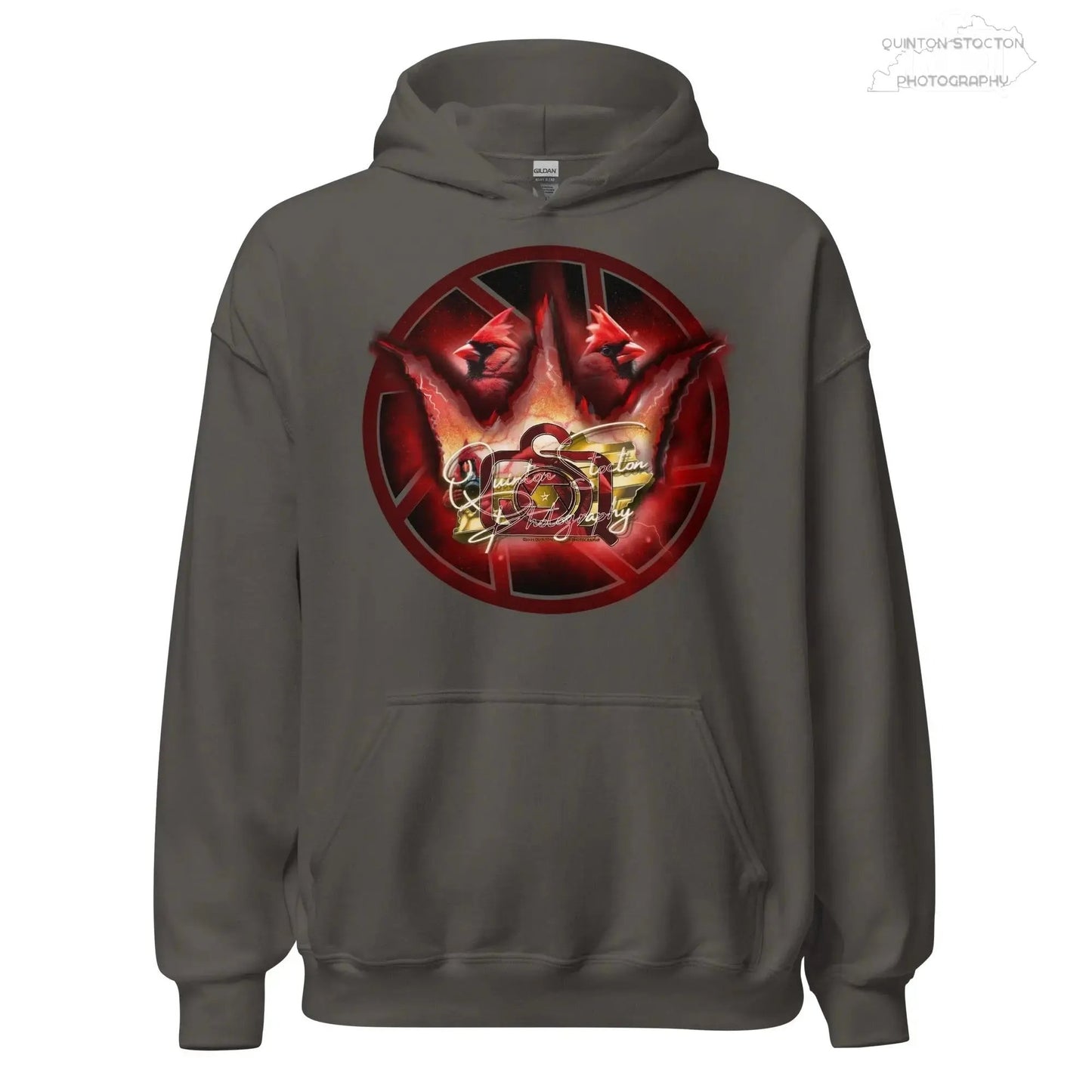 Fleece Hoodie - Quinton Stocton Photography Graphic Design Logo Crown Cardinal Lens Shutter 22 Quinton Stocton Photography Hoodie  Quinton Stocton Photography