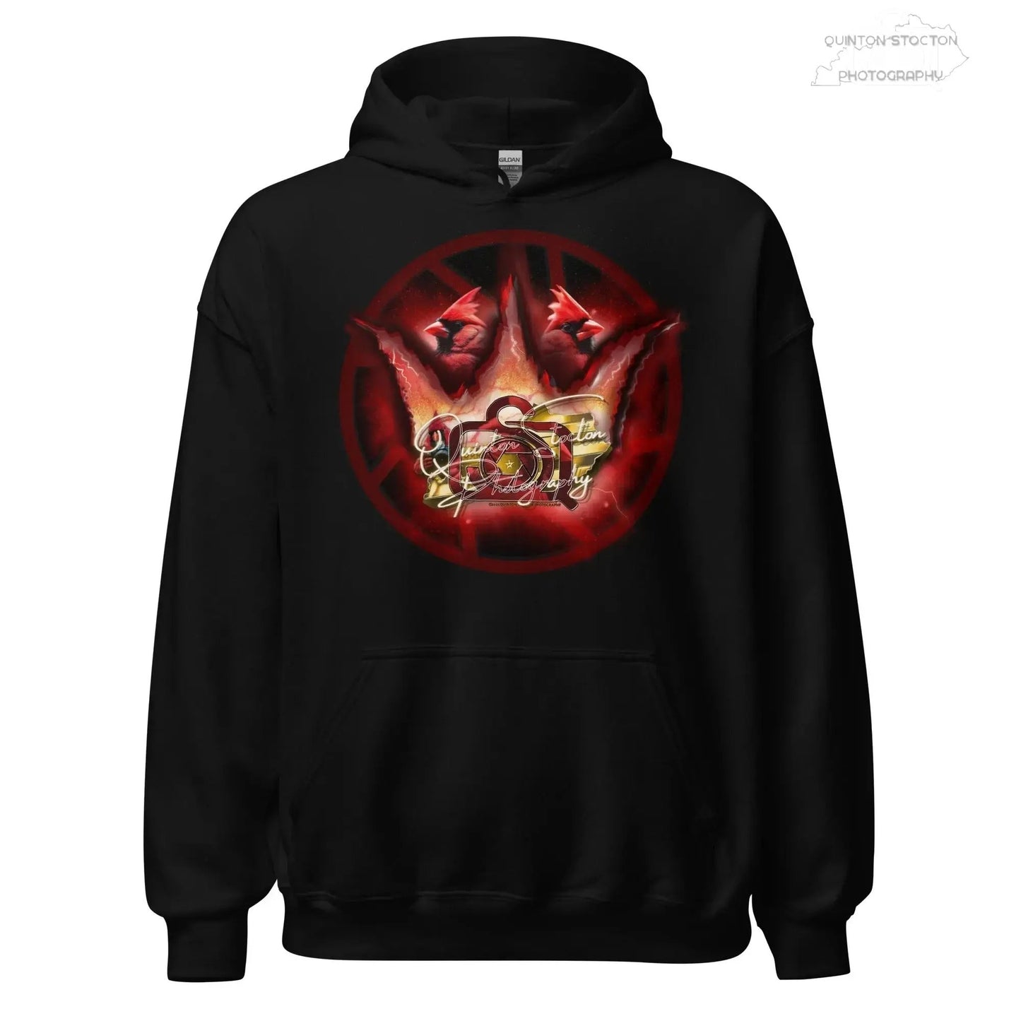Fleece Hoodie - Quinton Stocton Photography Graphic Design Logo Crown Cardinal Lens Shutter 22 Quinton Stocton Photography Hoodie  Quinton Stocton Photography