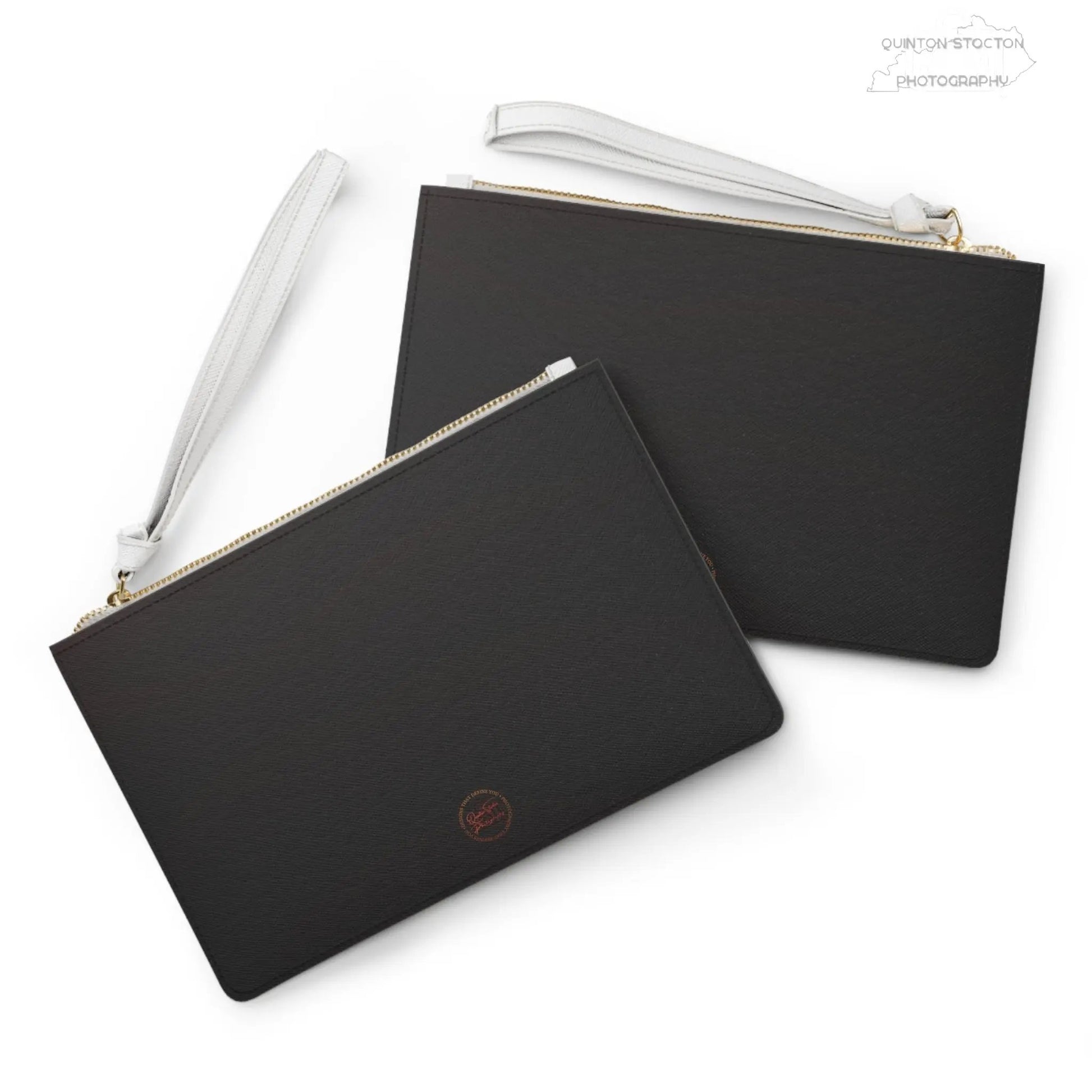 Minimalist Black Leather Clutch Bag – Sleek Wristlet Purse from Quinton Stocton Photography’s “Digital Artisan Elite” limited series Printify Bags  Quinton Stocton Photography