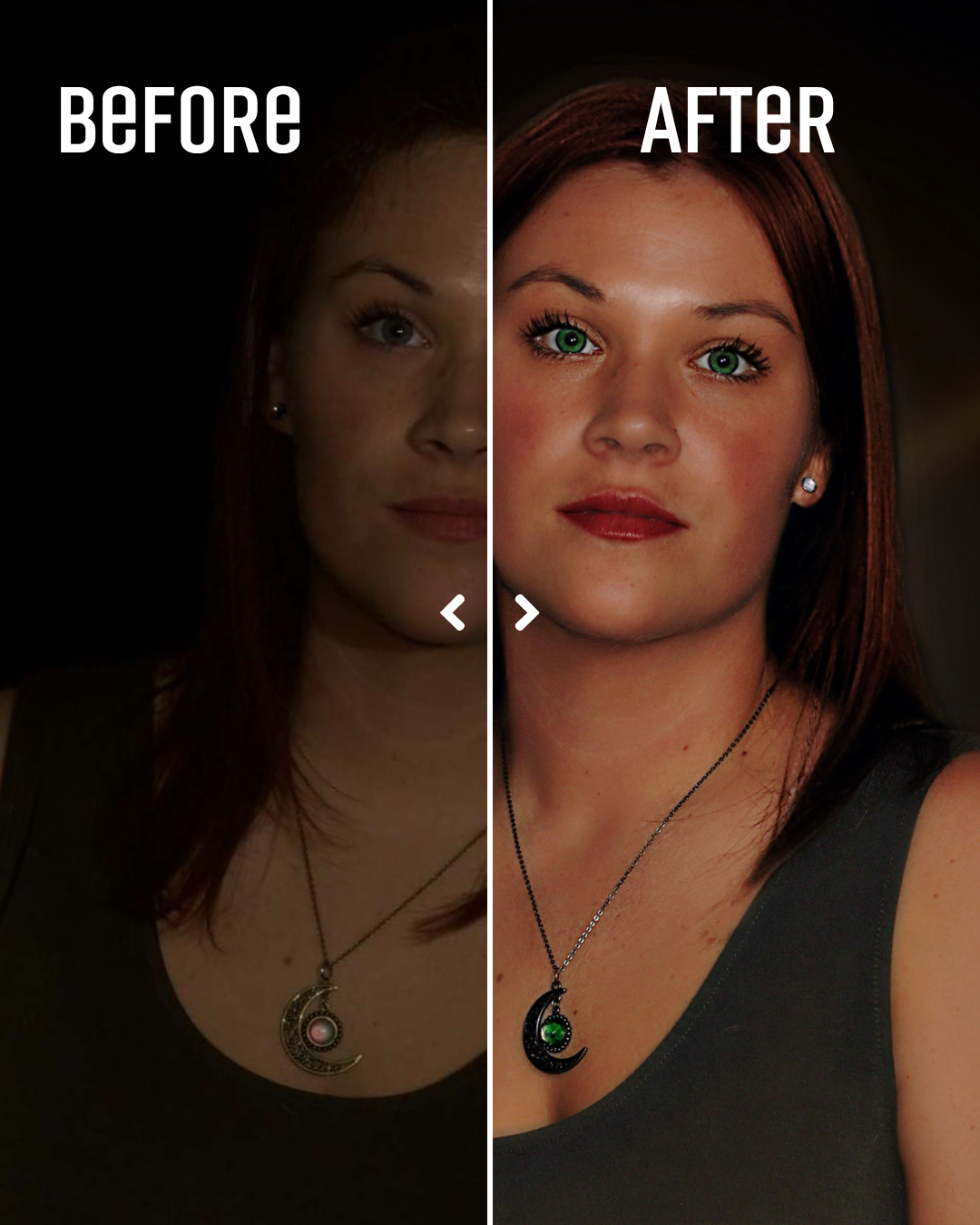 Before and after photo editing example; highlighting image restoration and enhancement capabilities.