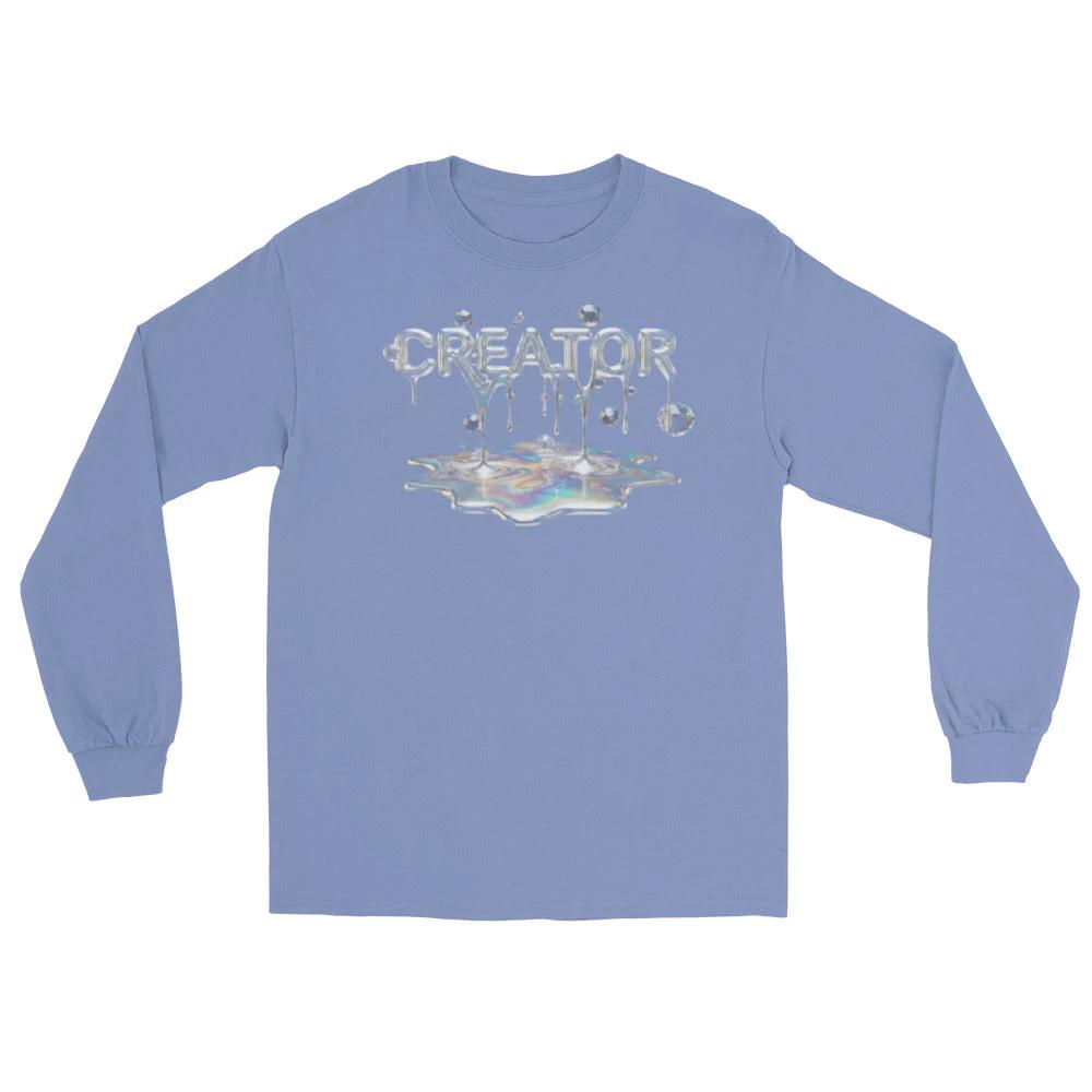 Creator Mind Cinematic Long Sleeve by Quinton Stocton Photography lavender with dripping metallic logo and reflection